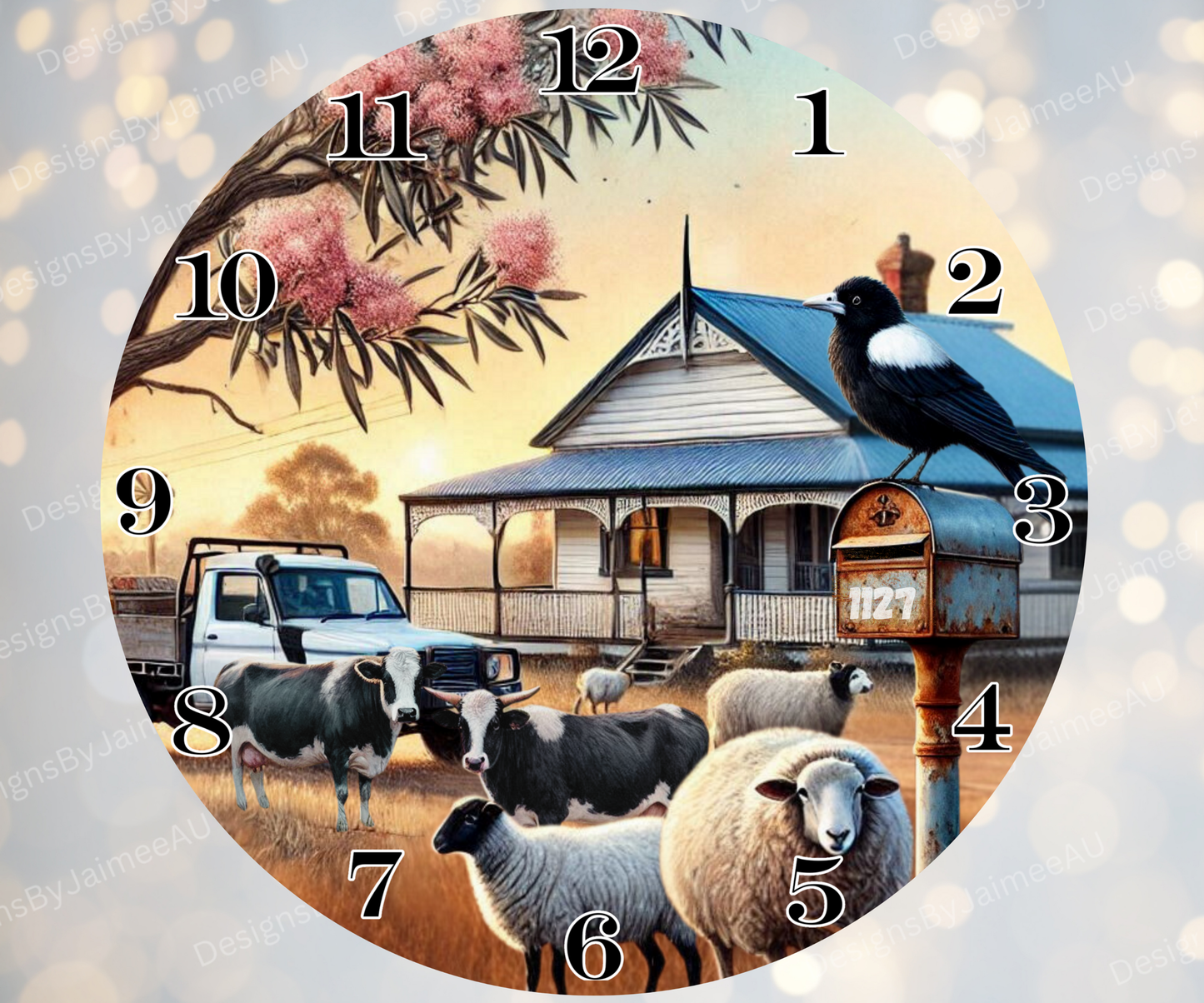 Nostalgic Aussie Farm Digital Sublimation Clock Design
