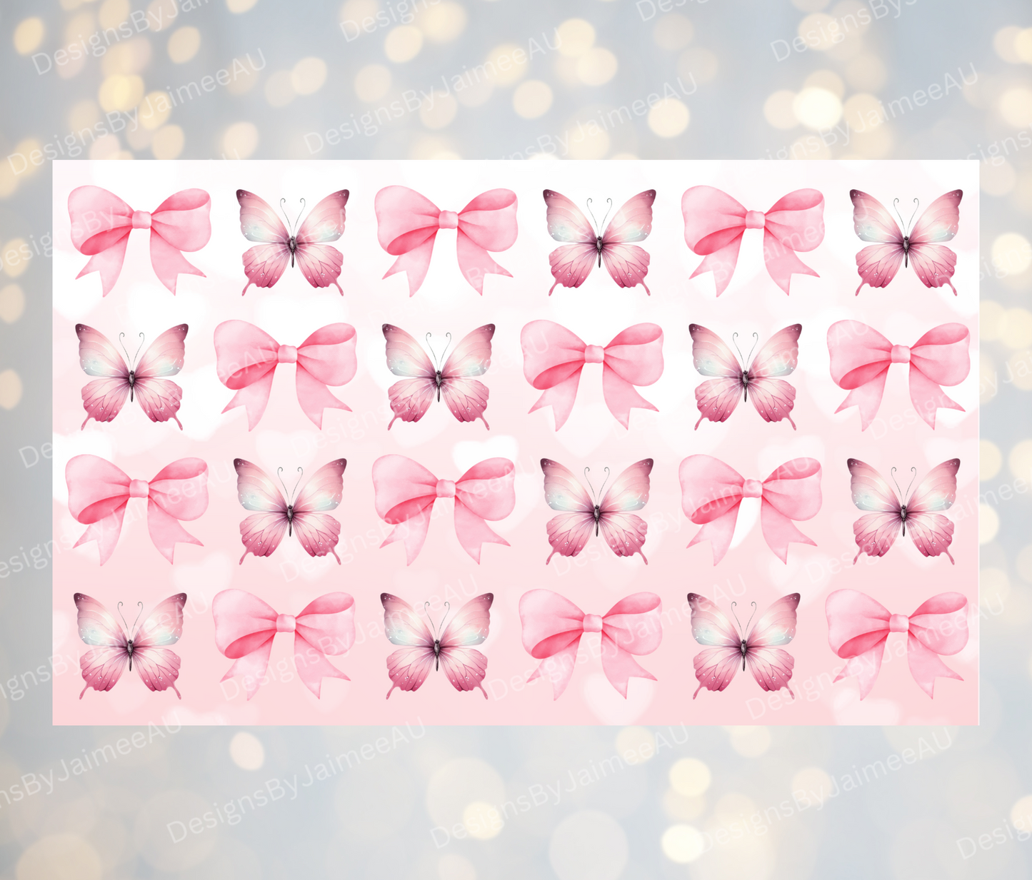 Butterflies and Bows - Digital 12oz Kids Sublimation Tumbler Wrap