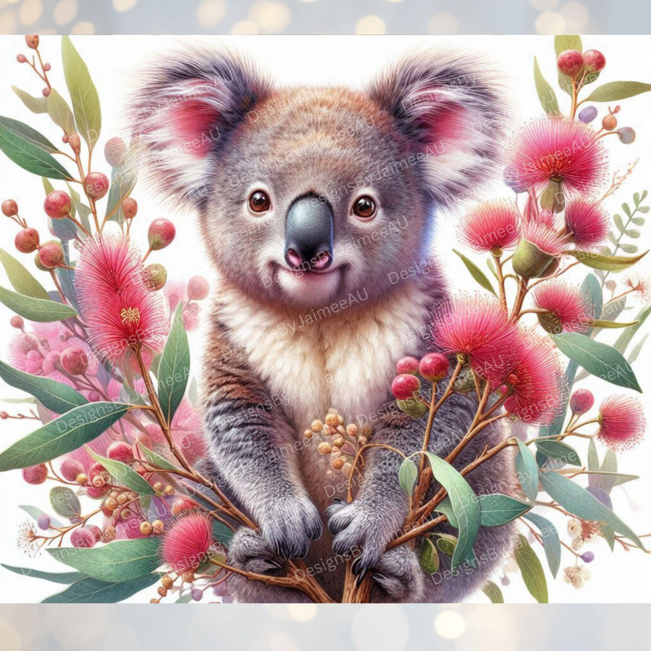 Earthy Pinks Koala Digital 20oz Sublimation Tumbler Wrap