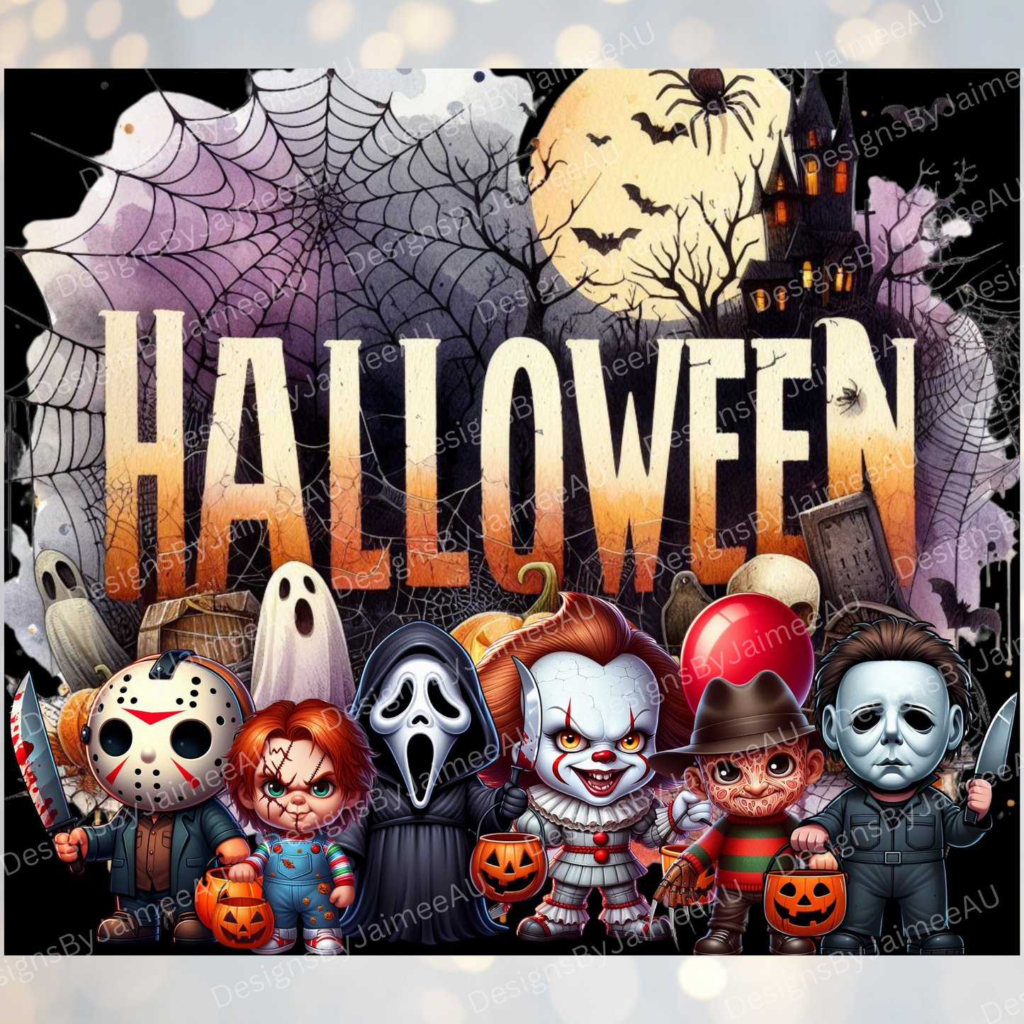 Cute Horror Characters Digital 20oz Sublimation Tumbler Wrap