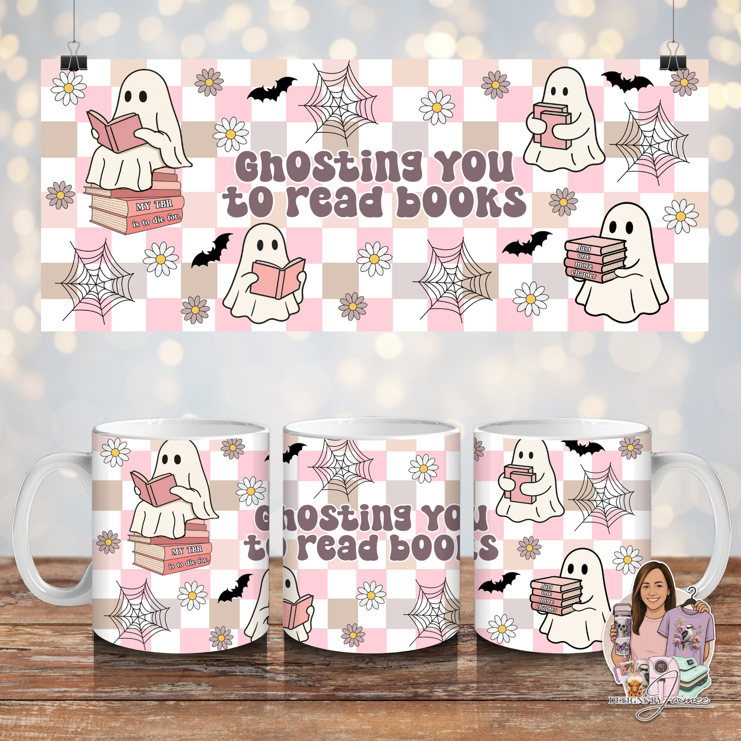 Bookish Ghosts - Digital 11oz Sublimation Coffee Mug Design