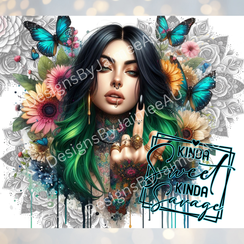 Sweet But Savage Digital Download 20oz Sublimation Tumbler Wrap