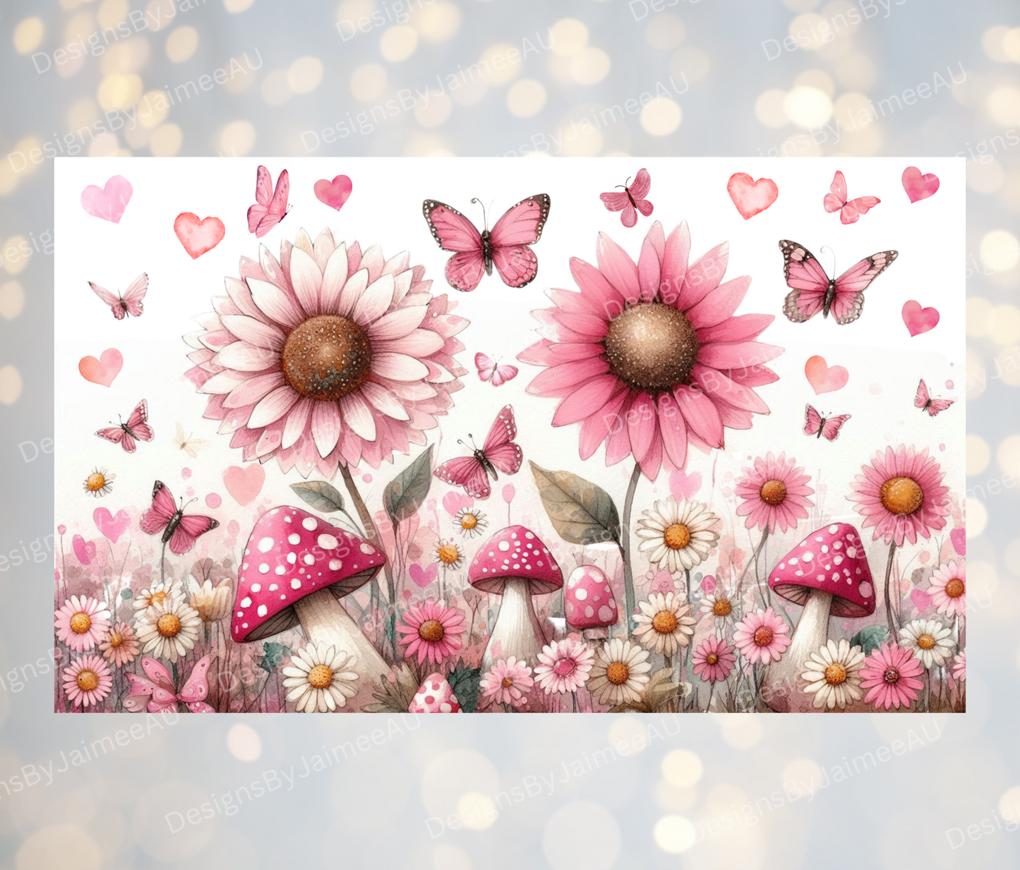 Cute Mushrooms and Butterflies - Digital 12oz Kids Sublimation Tumbler Wrap