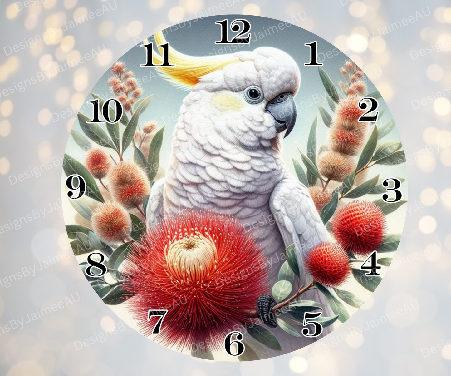 Cockatoo and Aussie Native #7 Digital Sublimation Clock Design