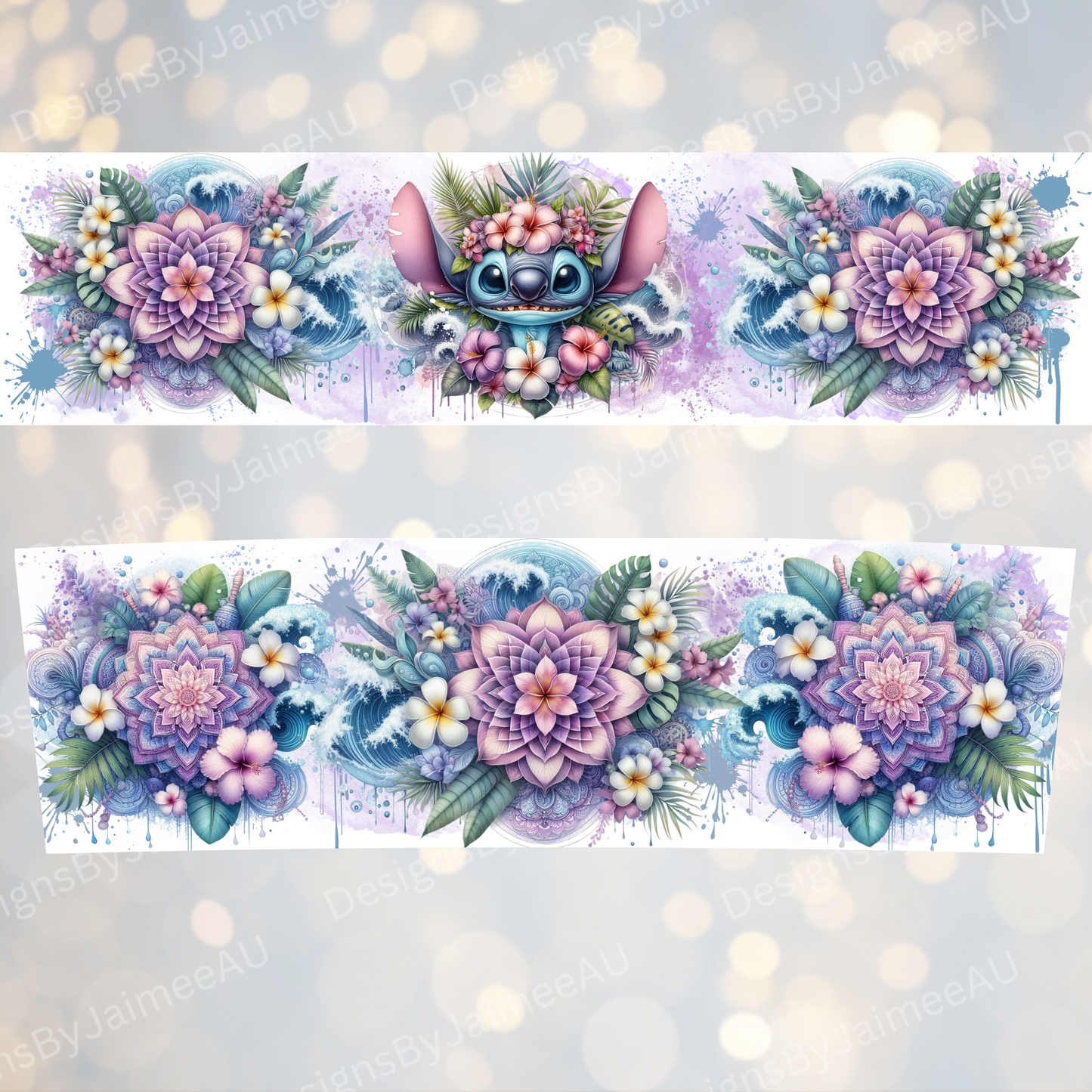 Tropical Stitch 2- Digital 20oz Tumbler with Handle Wrap Design