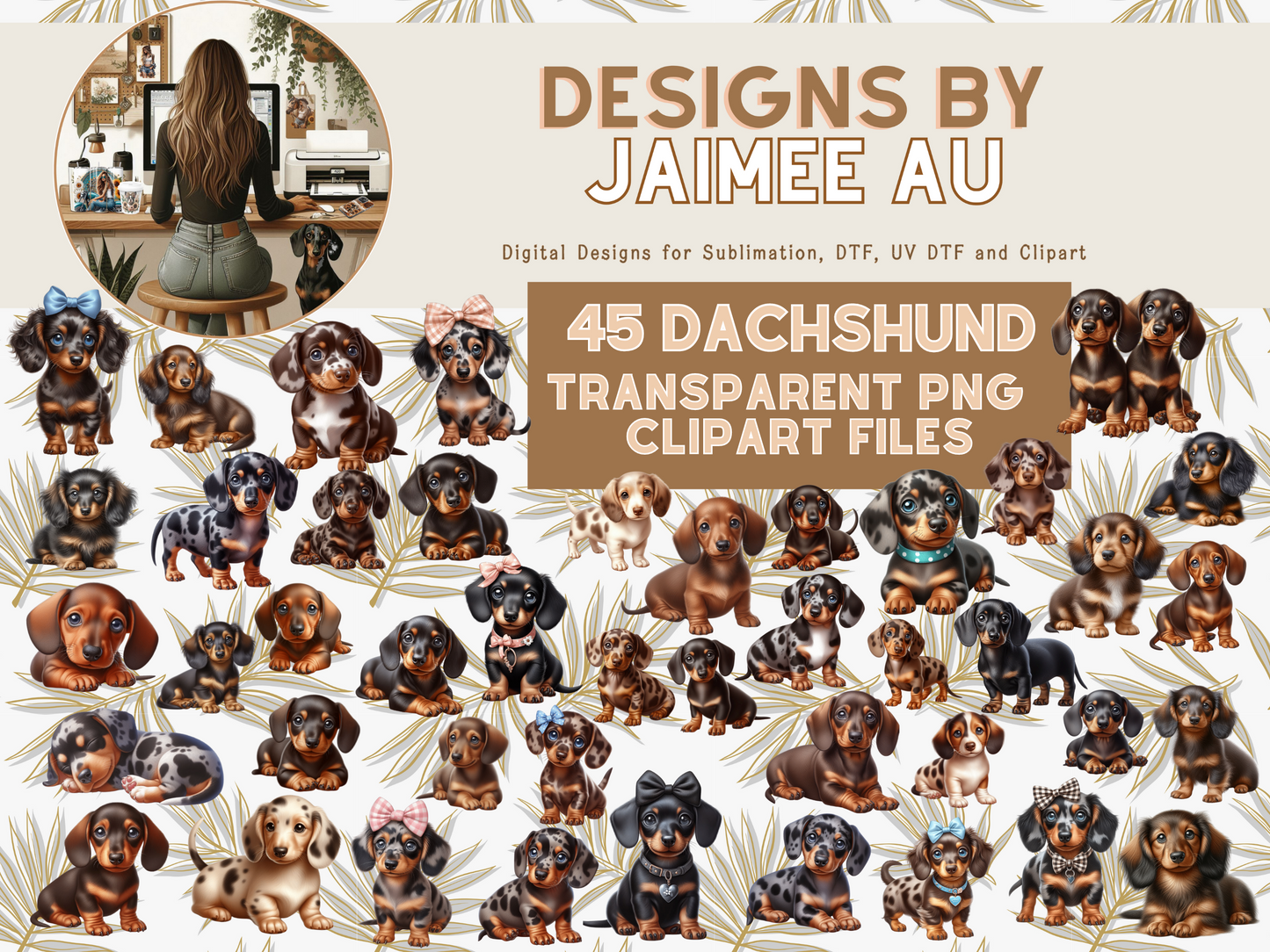 45 Dachshund Puppies Digital Transparent Clipart Images