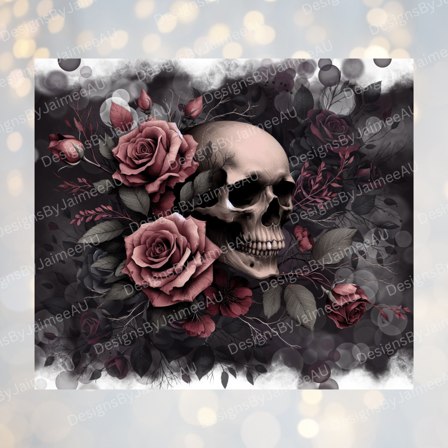 Dark Romance Gothic Skull - Digital 20oz Sublimation Tumbler Wrap