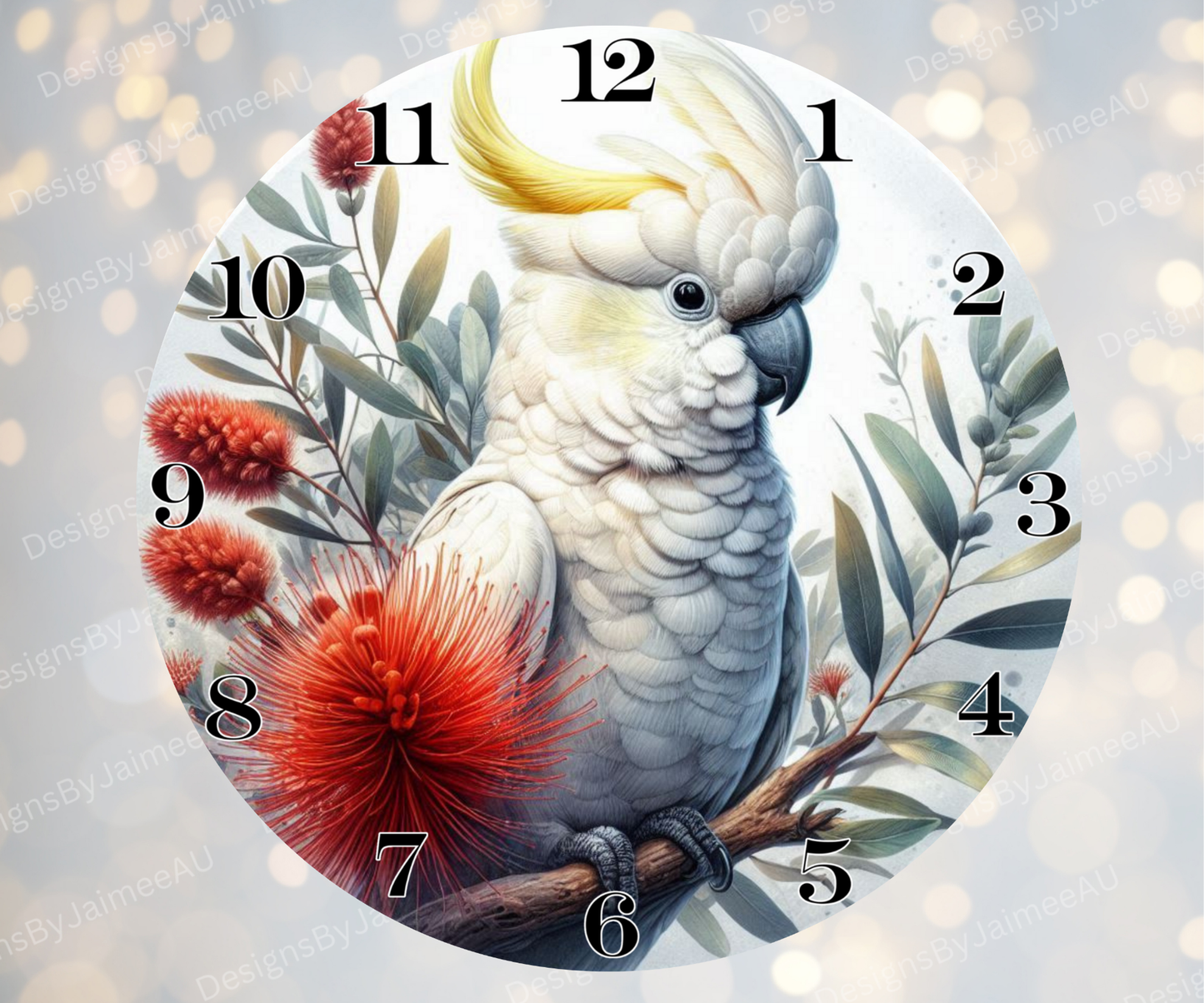 Cockatoo and Aussie Native #8 Digital Sublimation Clock Design