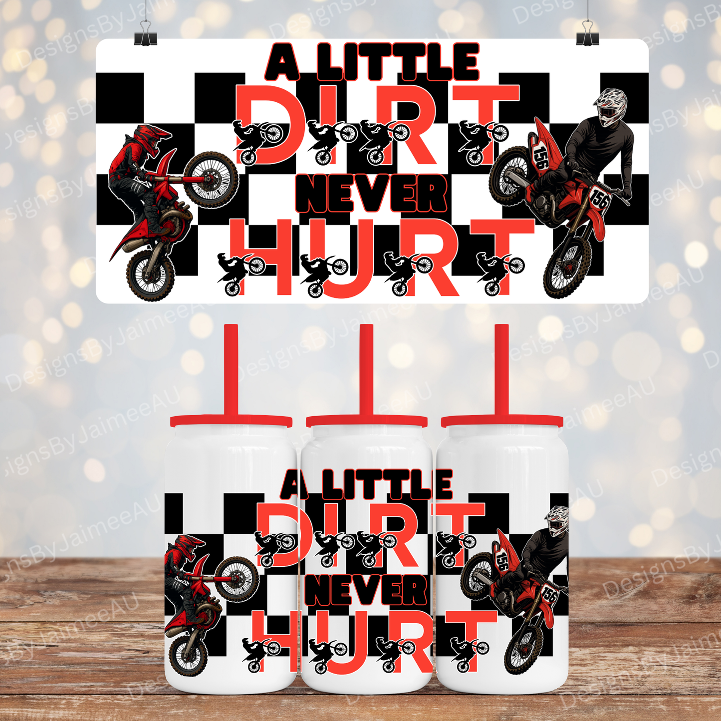 Checker Dirt Bikes - Digital 16oz Sublimation Design