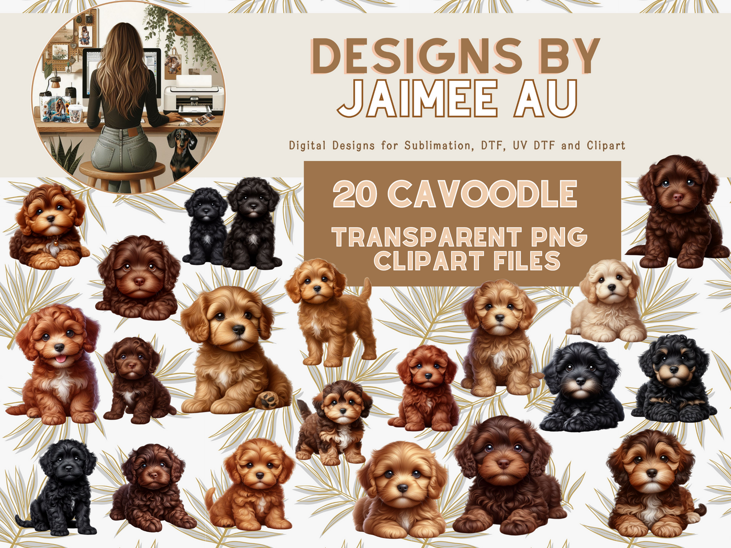 20 Cavoodle Puppies Digital Transparent Clipart Images