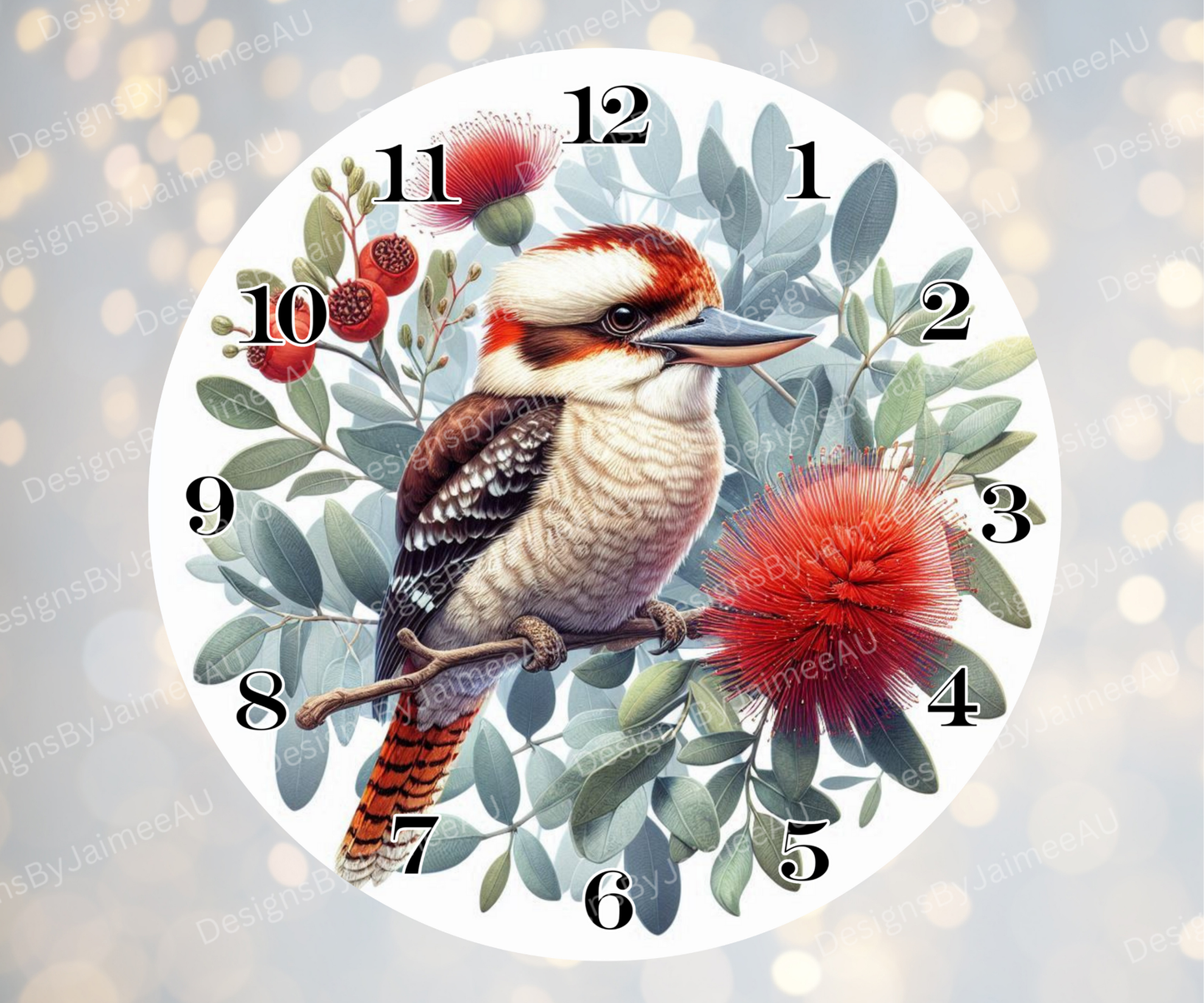 Kookaburra and Aussie Native #1 Digital Sublimation Clock Design