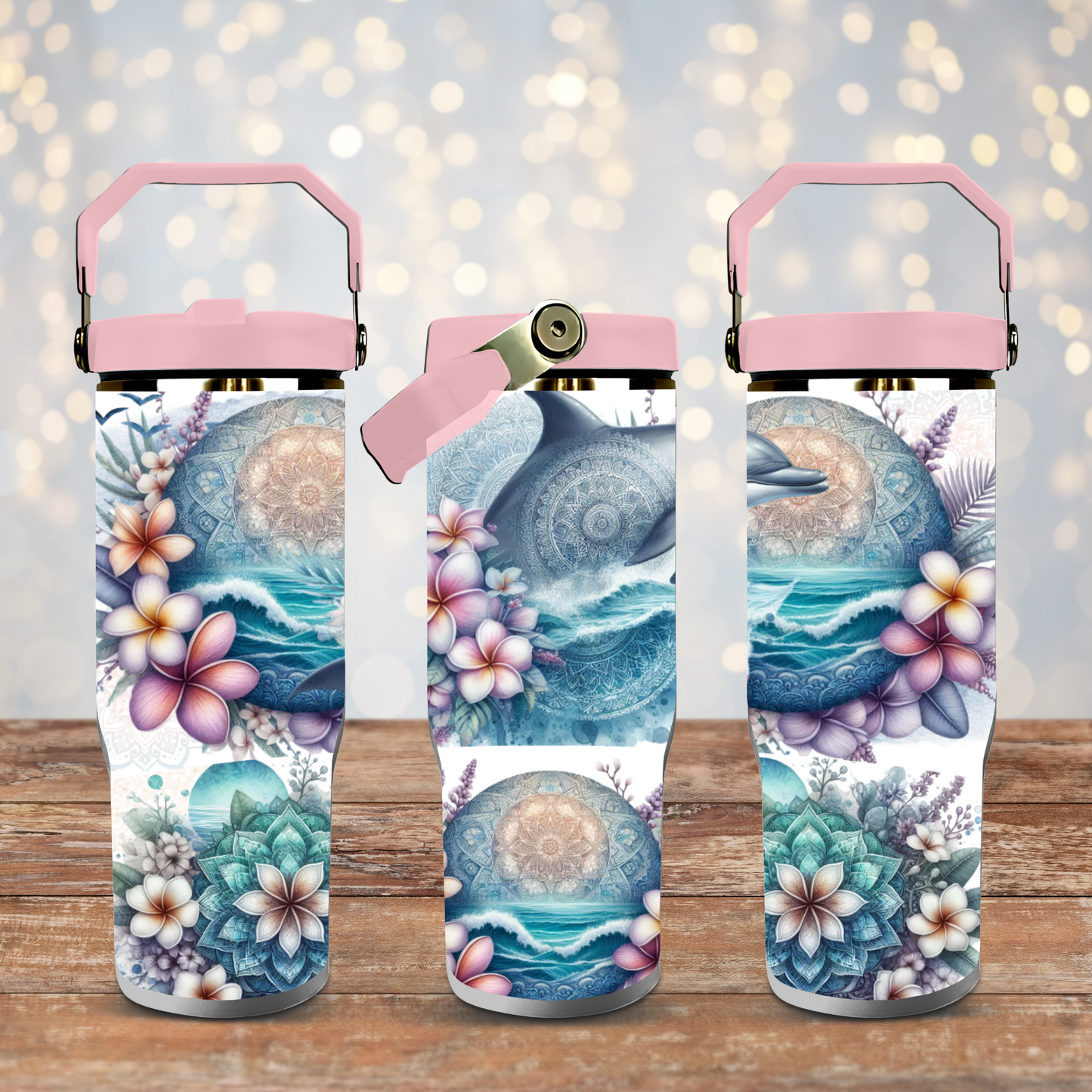 Pastel Watercolour Tropical Dolphin #1 - Digital 30oz Sublimation Tumbler Wrap