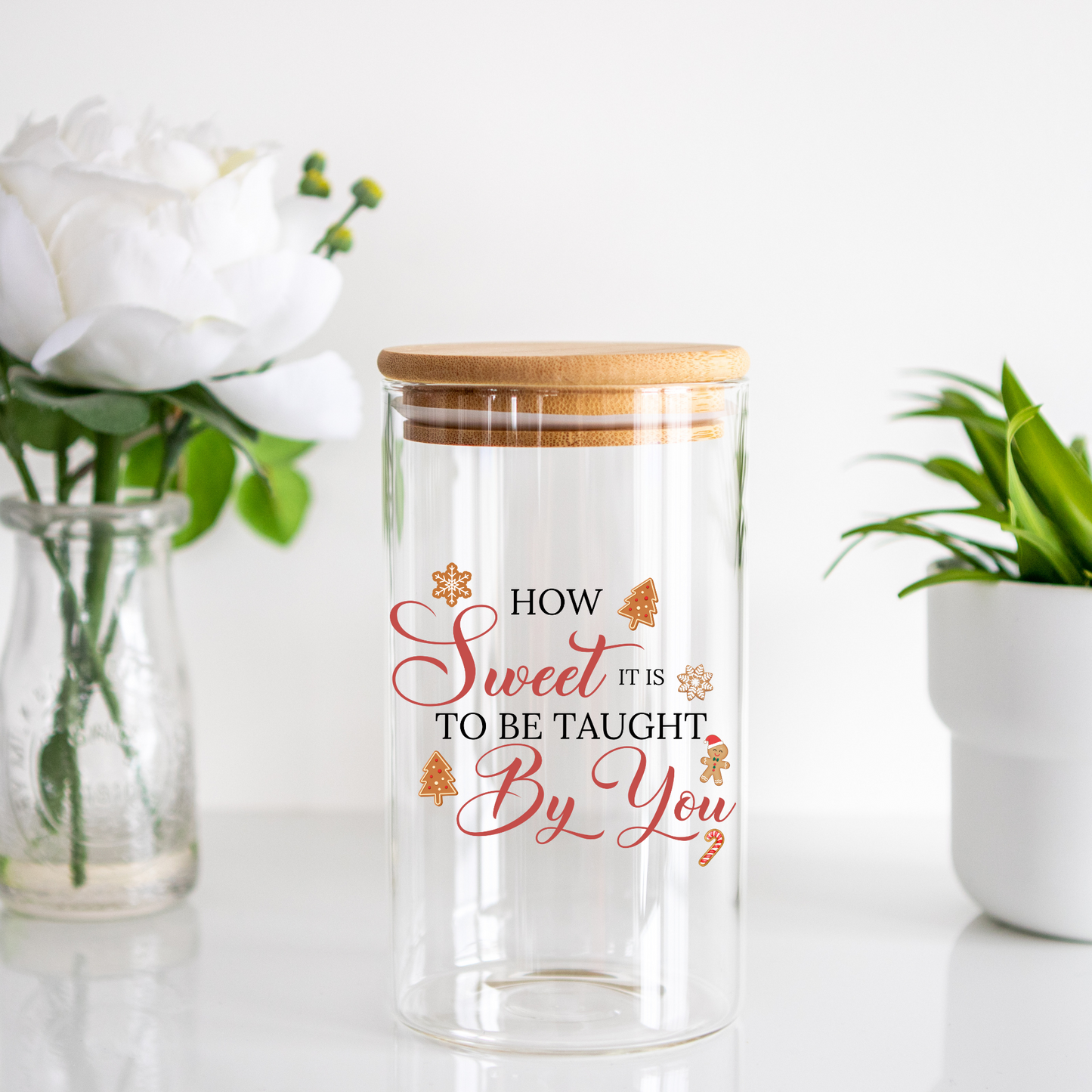 How Sweet Is It To Be Taught By You - Red Christmas Themed - Digital Canister UV DTF/Sticker/Decal