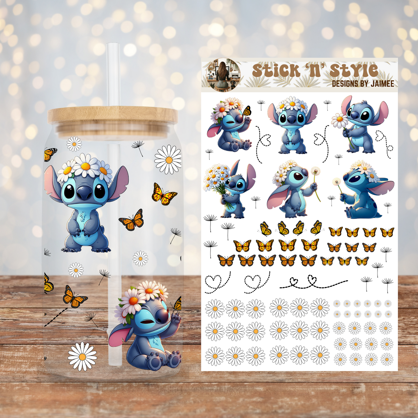 Springtime Stitch "Stick 'n' Style" UV DTF Sticker Sheets