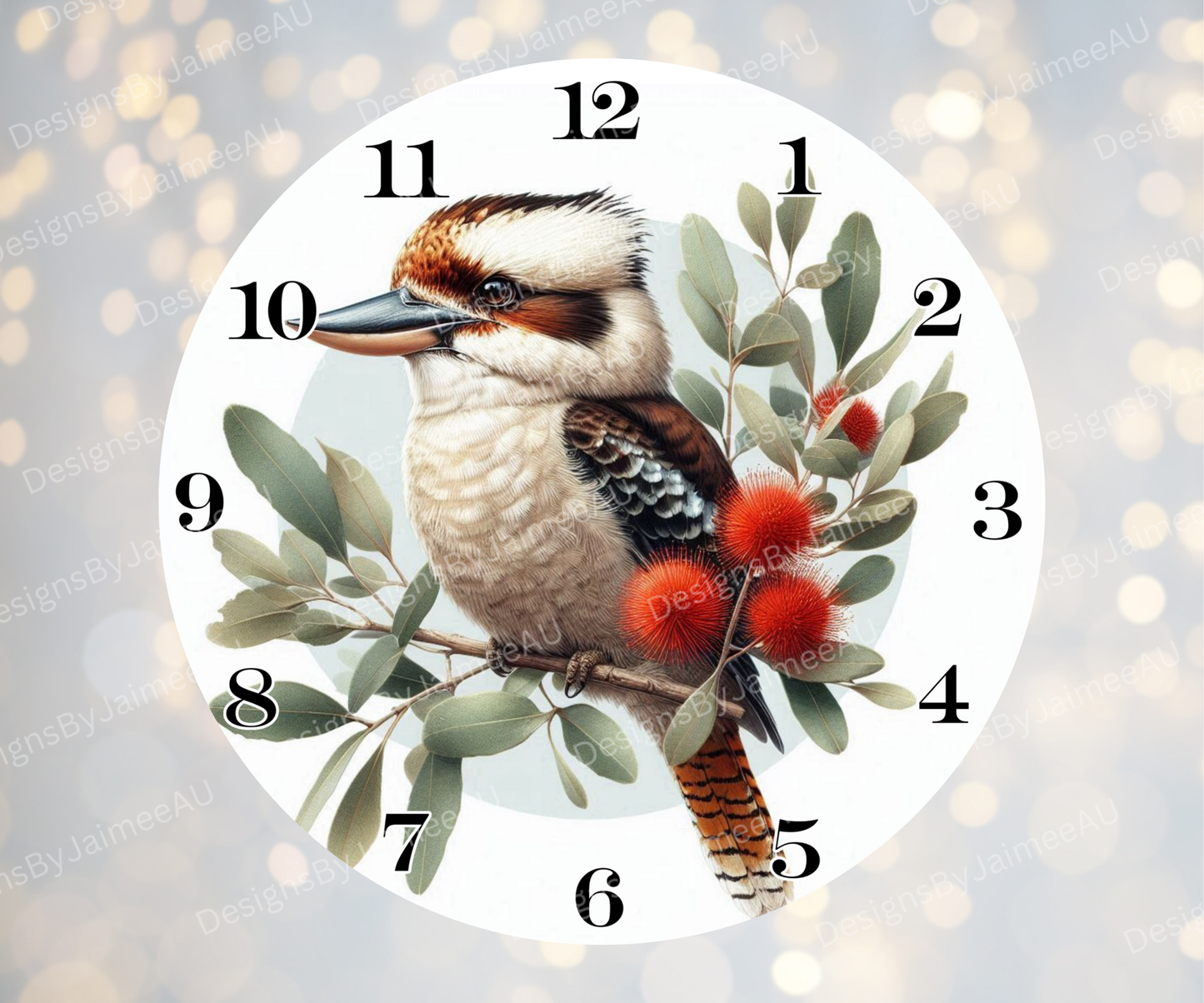 Kookaburra and Aussie Native #2 Digital Sublimation Clock Design
