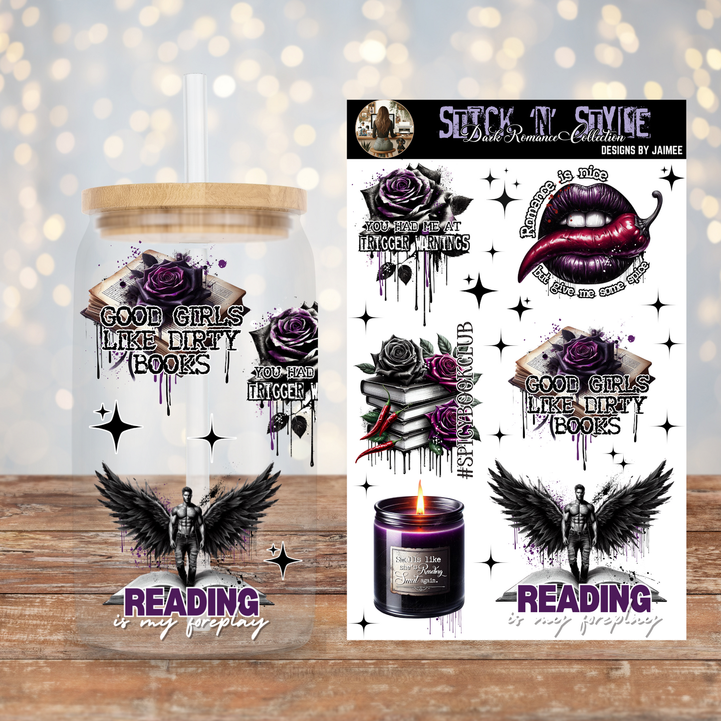 Black and Purple Dark Romance - Spicy Quotes #2 - "Stick 'n' Style" UV DTF Sticker Sheets