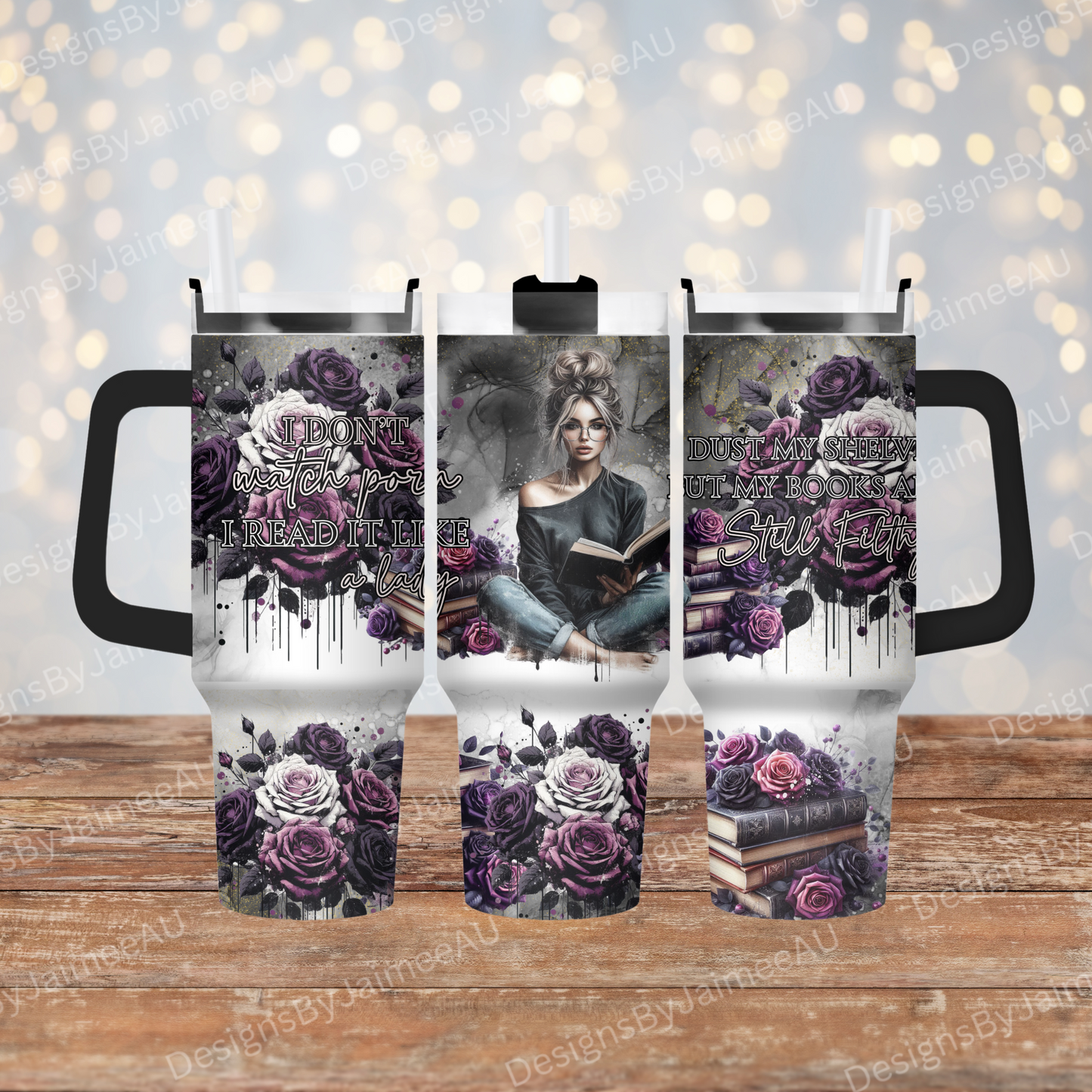 Purple and Black Dark Romance Themed - 40oz Digital Sublimation Tumbler Wrap