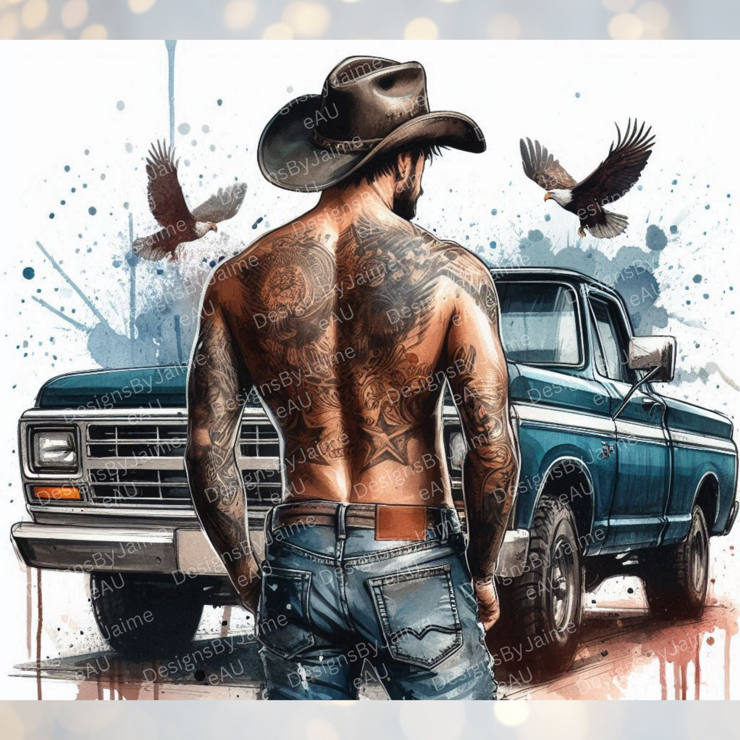 Cowboy and Pick up Truck/Ute Digital 20oz Sublimation Tumbler Wrap