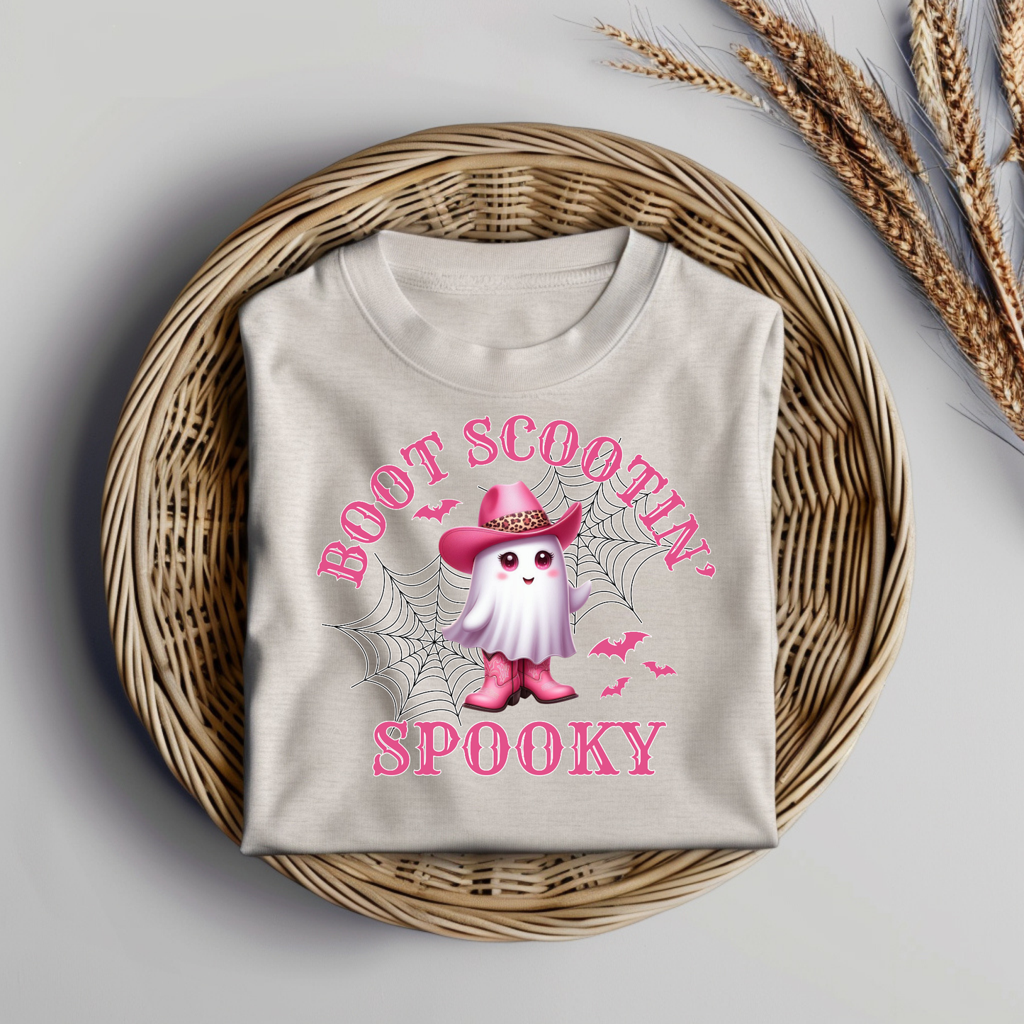 "Boot Scootin' Spooky" Cowgirl Sheet Ghost Digital DTF Transfer PNG Image