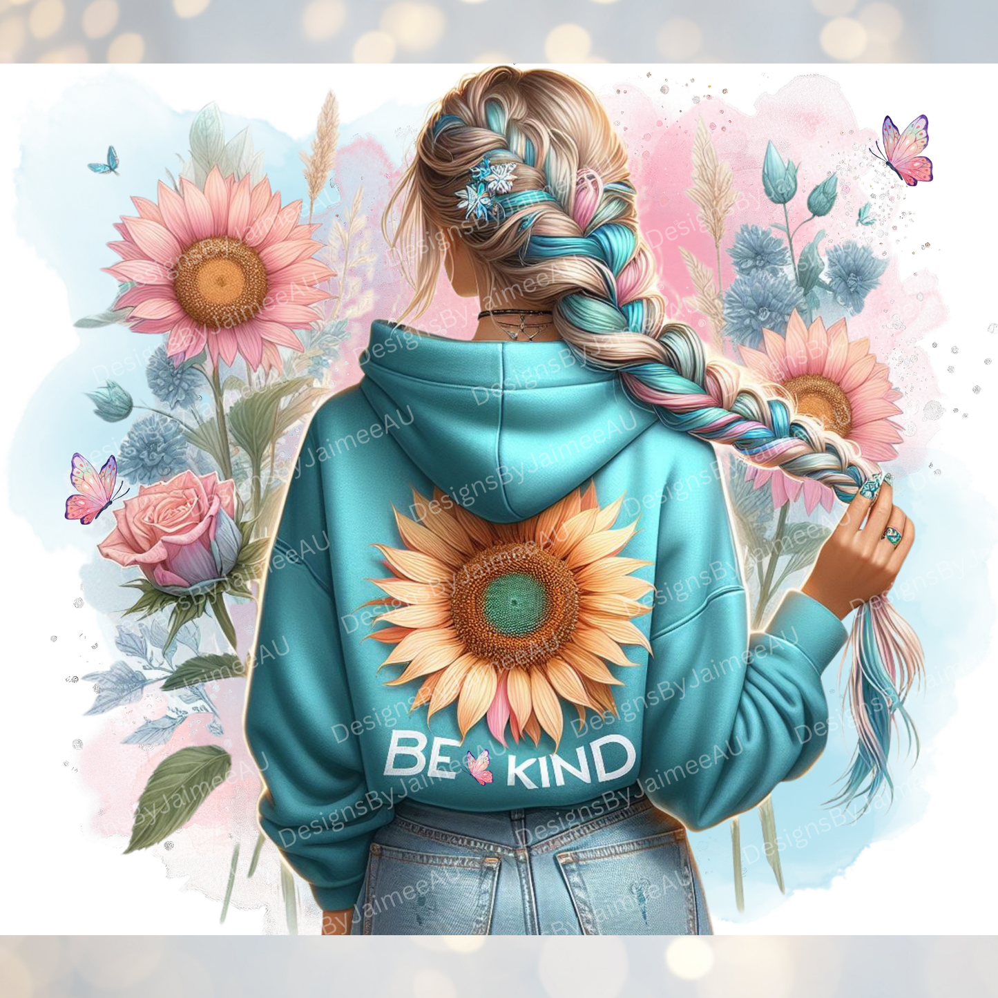 Daily Affirmations, Be Kind, Pastel Sunflowers Digital 20oz Sublimation Tumbler Wrap