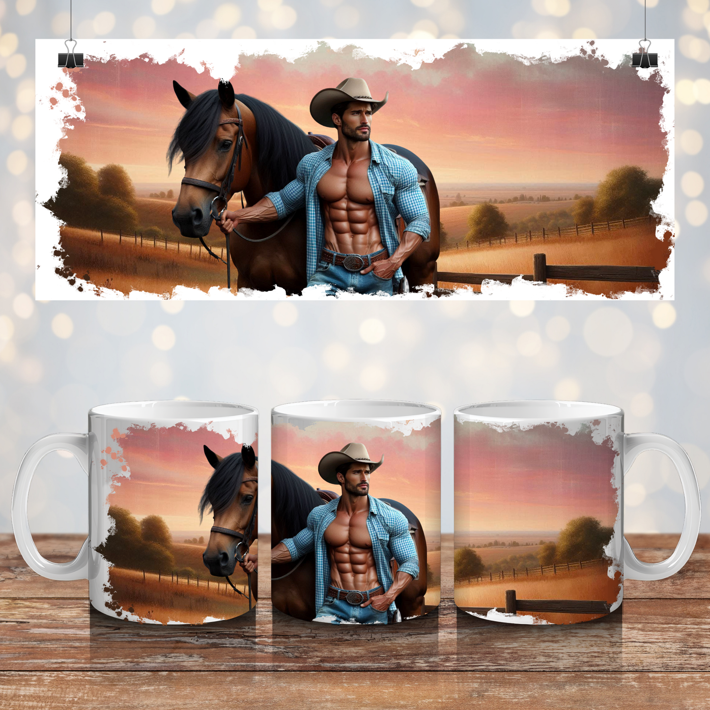 Rustic Cowboy 1 - Digital 11oz Sublimation Coffee Mug Design