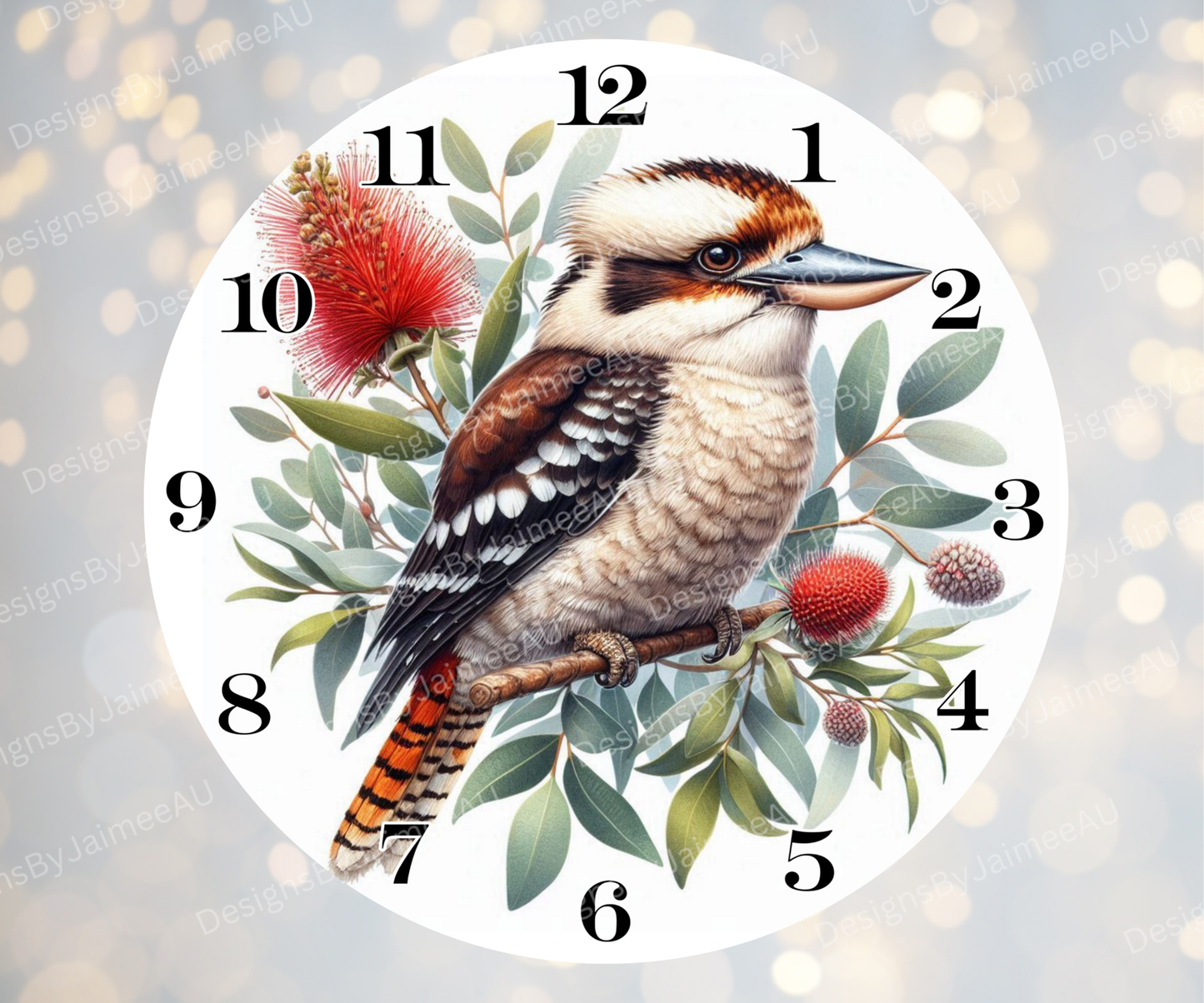 Kookaburra and Aussie Native #3 Digital Sublimation Clock Design