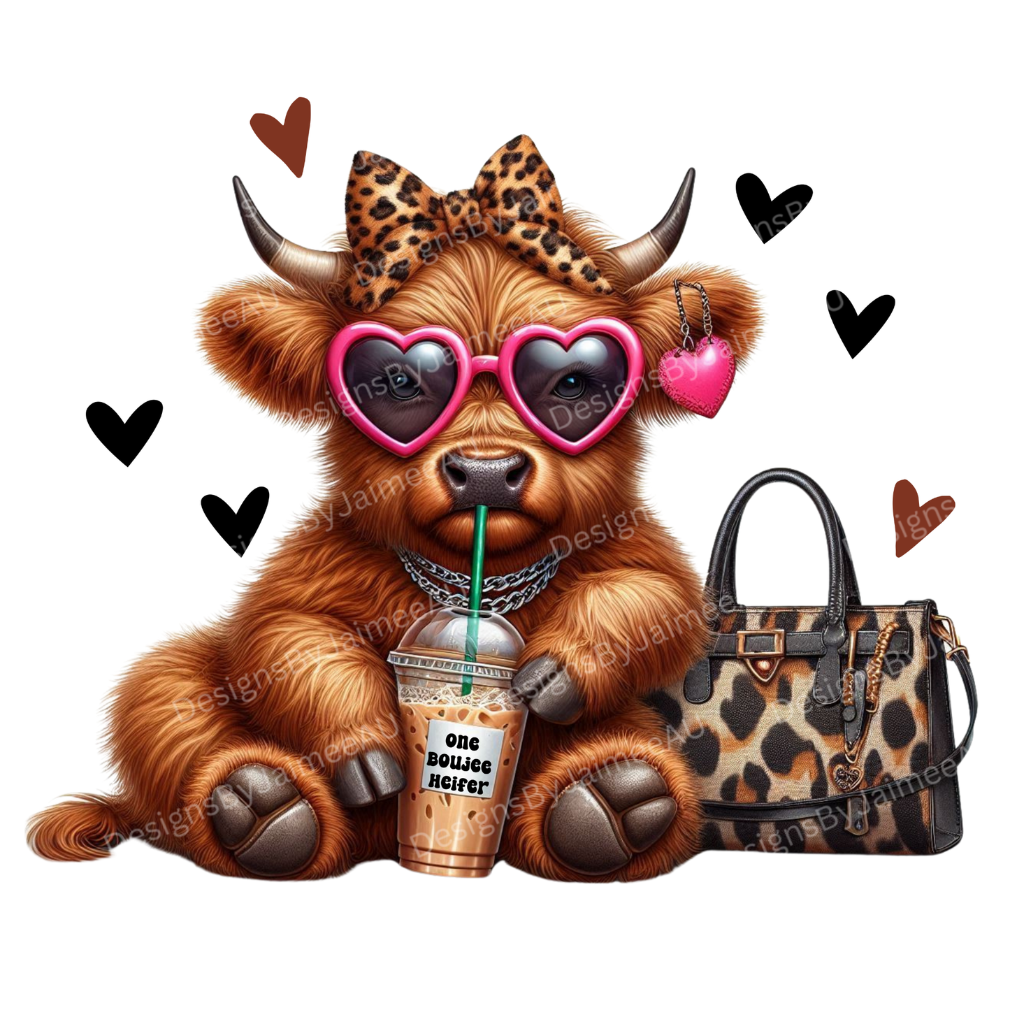 "One Boujee Heifer" Highland coffee #1 Digital DTF Transfer PNG Image