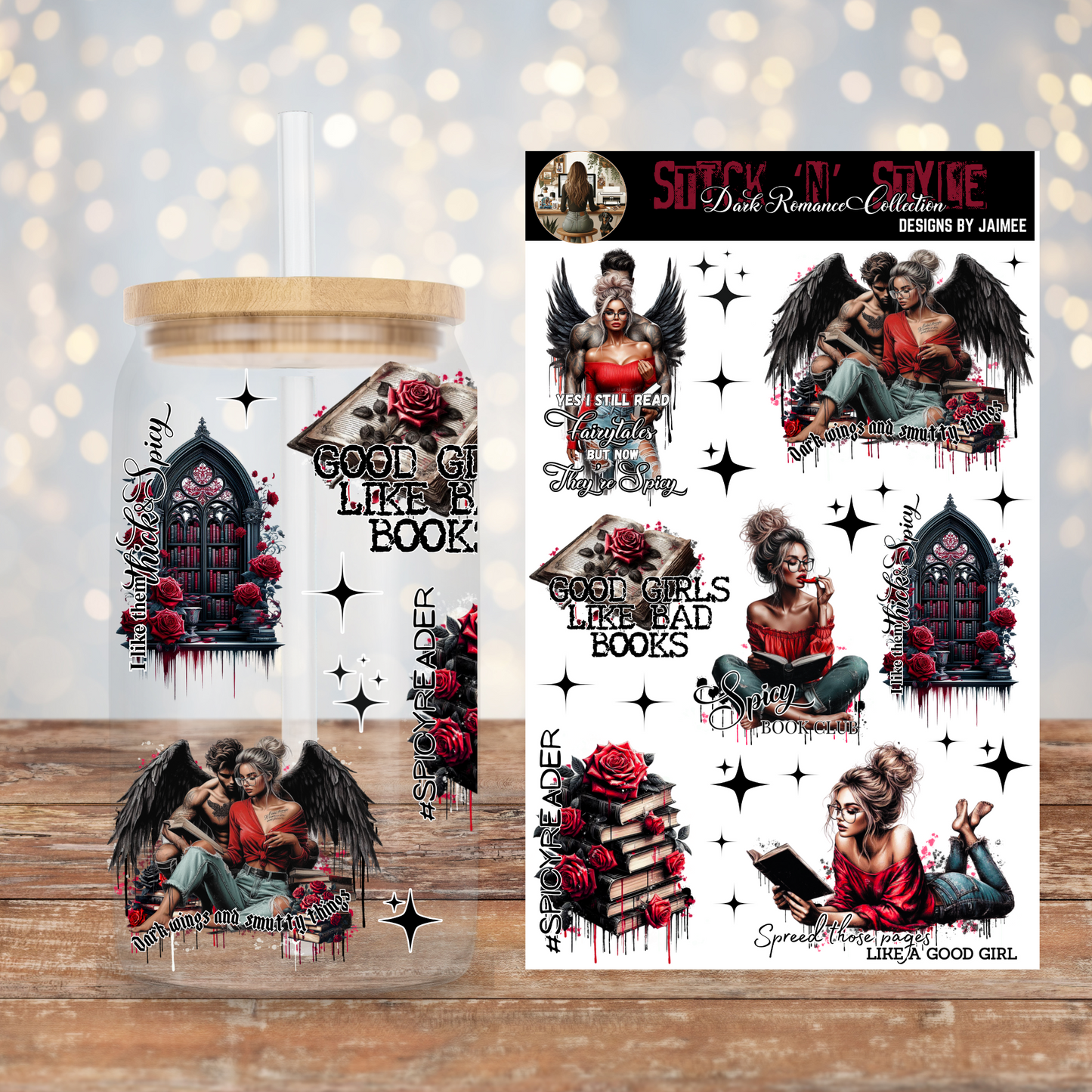 Black and Red Dark Romance - Spicy Quotes #1 - "Stick 'n' Style" UV DTF Sticker Sheets