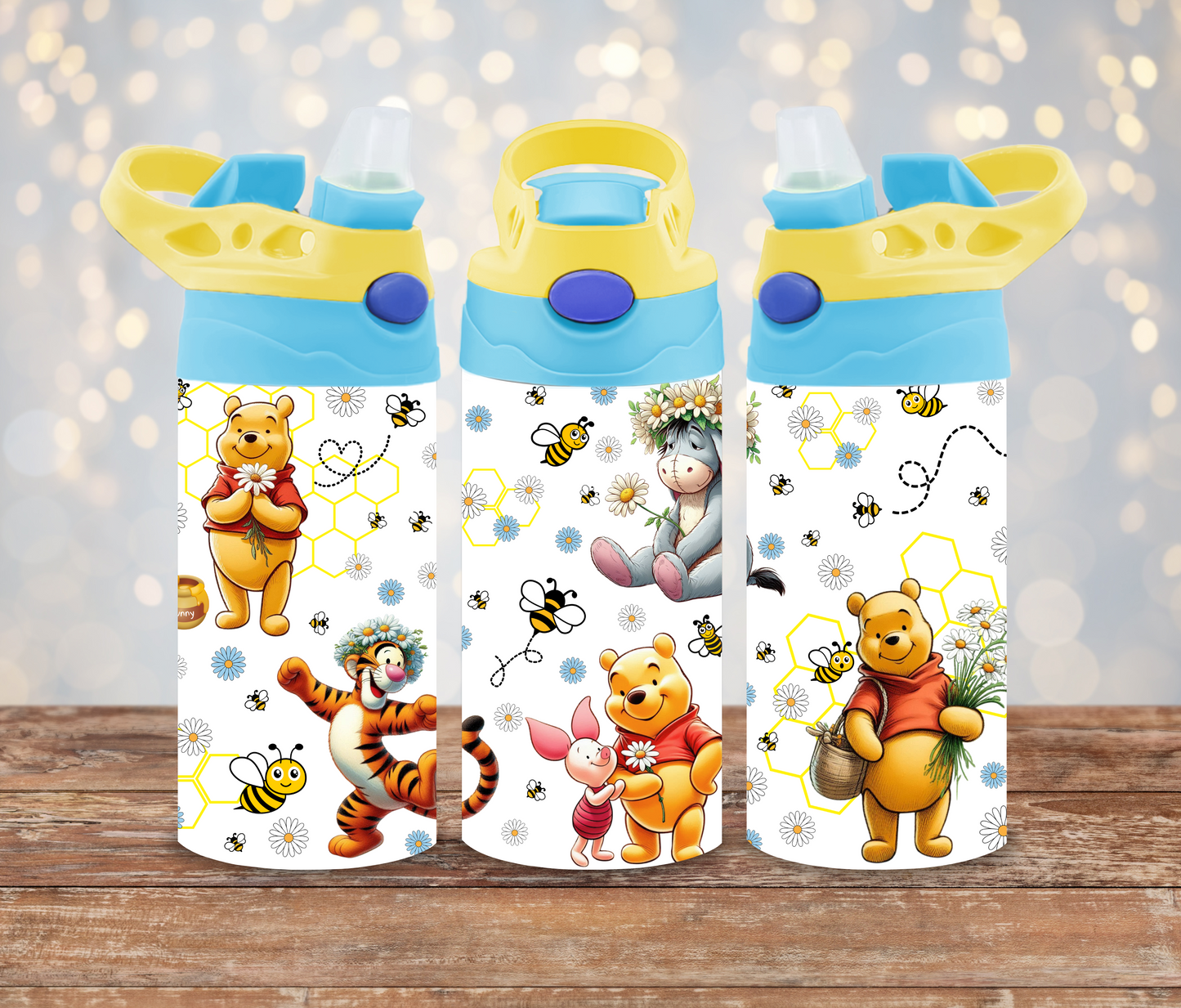 Springtime Winnie The Pooh and Friends 12oz (350ml) Kids Flip Lid Drink Bottle