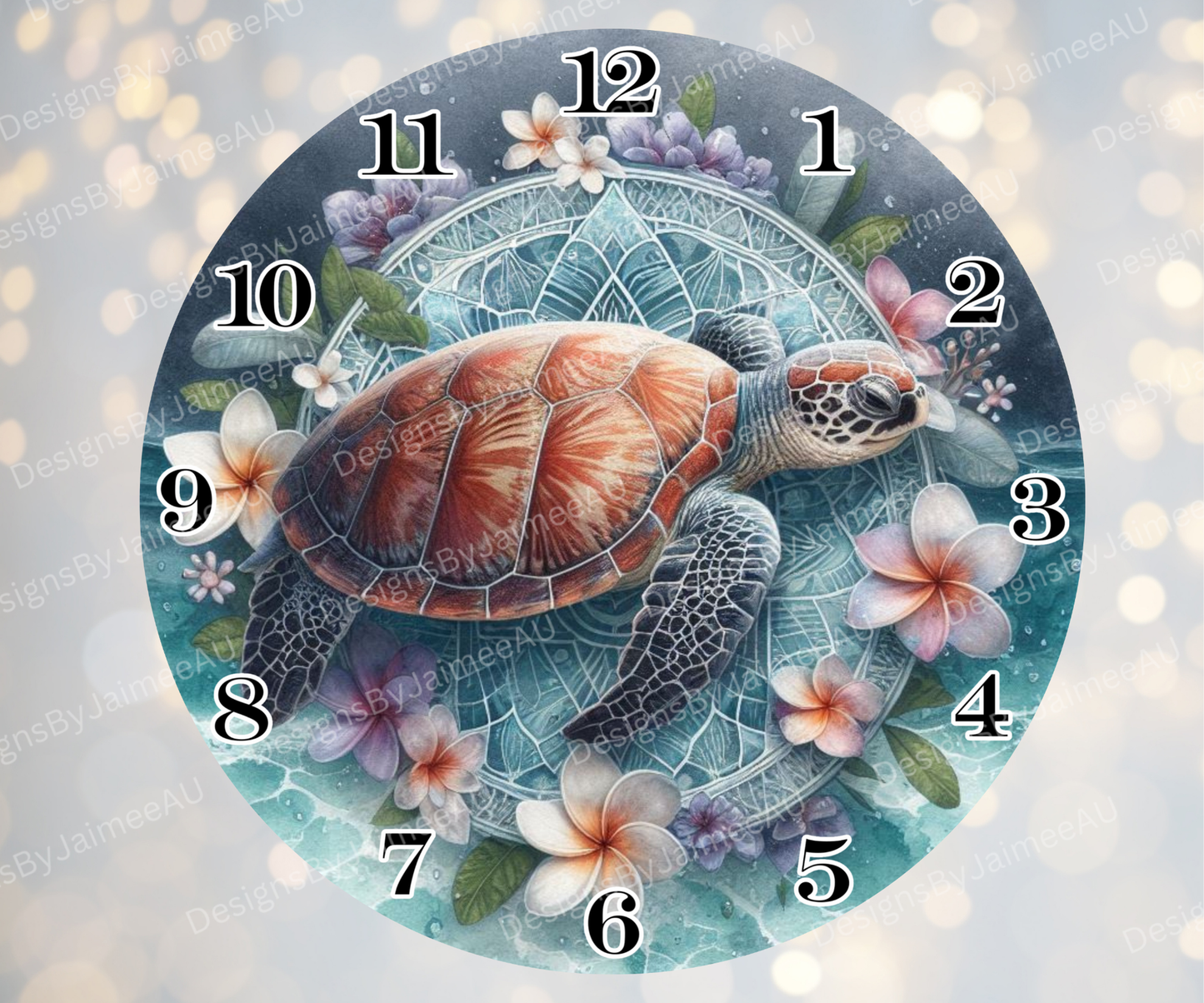 Navy and Purple Sunset Turtle #3 Digital Sublimation Clock Design