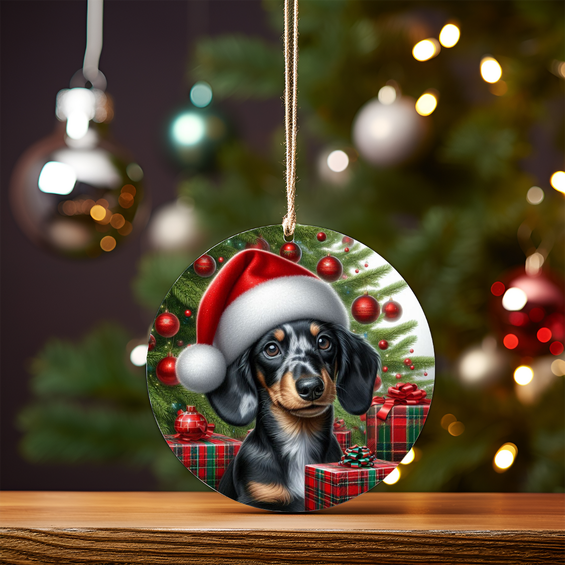 Christmas Dachshund #1 Digital Sublimation Ornament Design