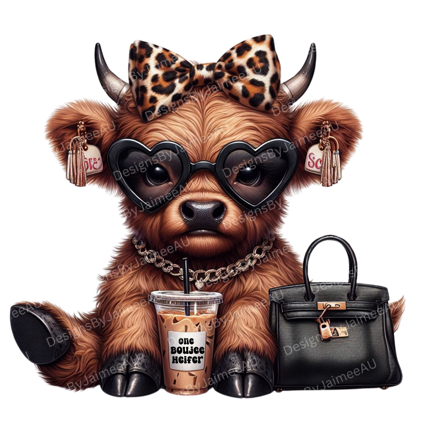 "One Boujee Heifer" Highland coffee #2 Digital DTF Transfer PNG Image
