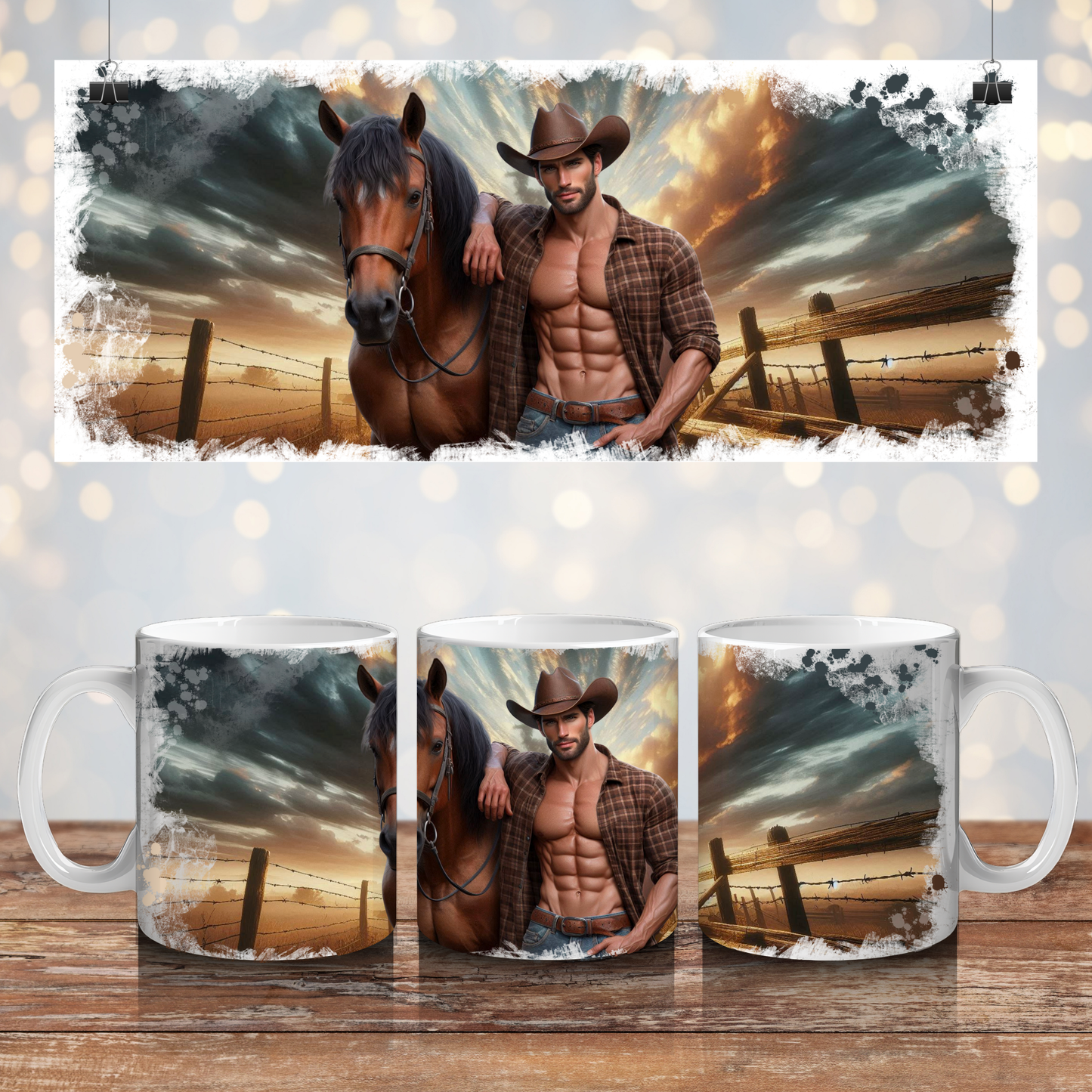 Rustic Cowboy 4 - Digital 11oz Sublimation Coffee Mug Design