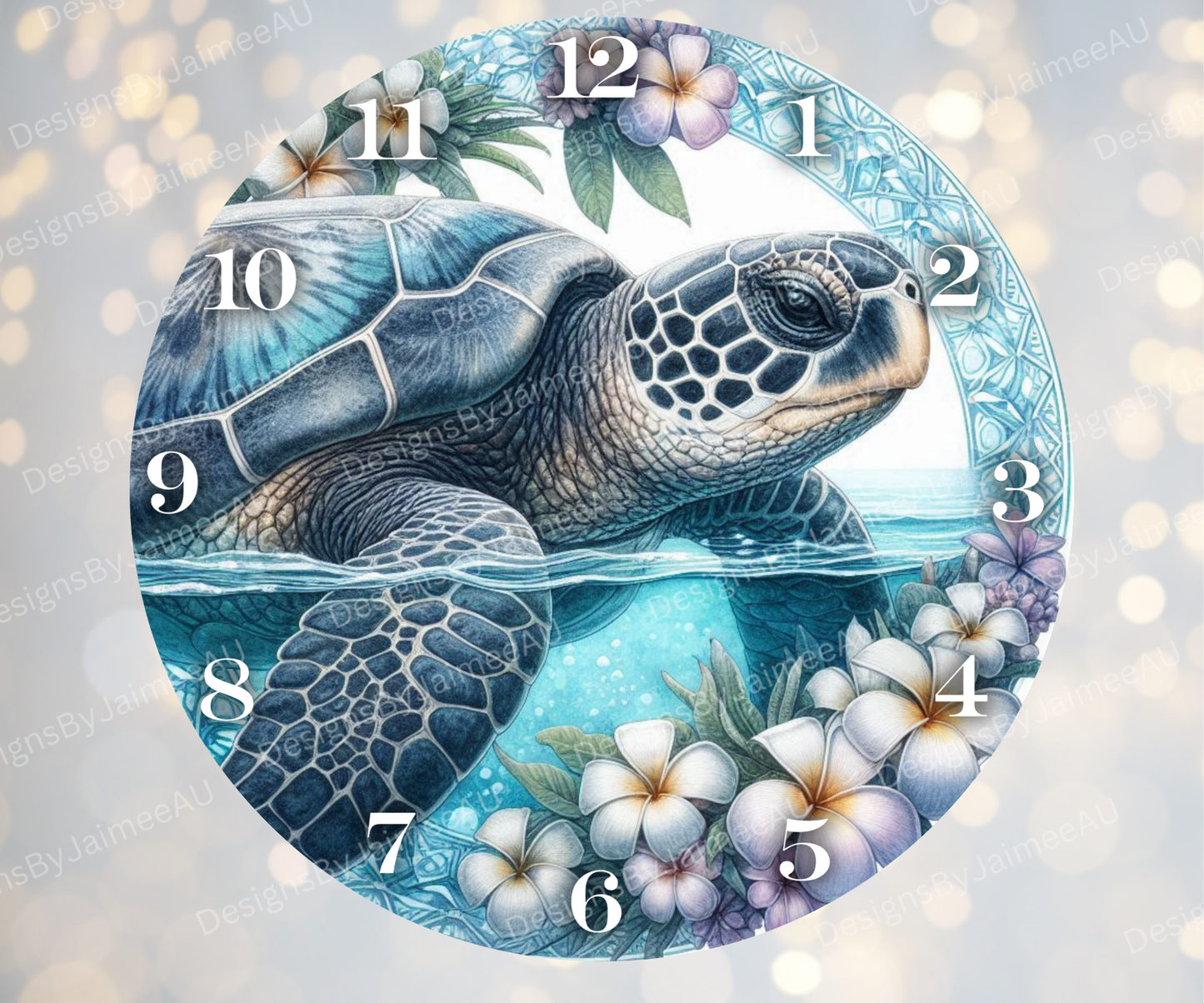 Navy and Purple Sunset Turtle #1 Digital Sublimation Clock Design