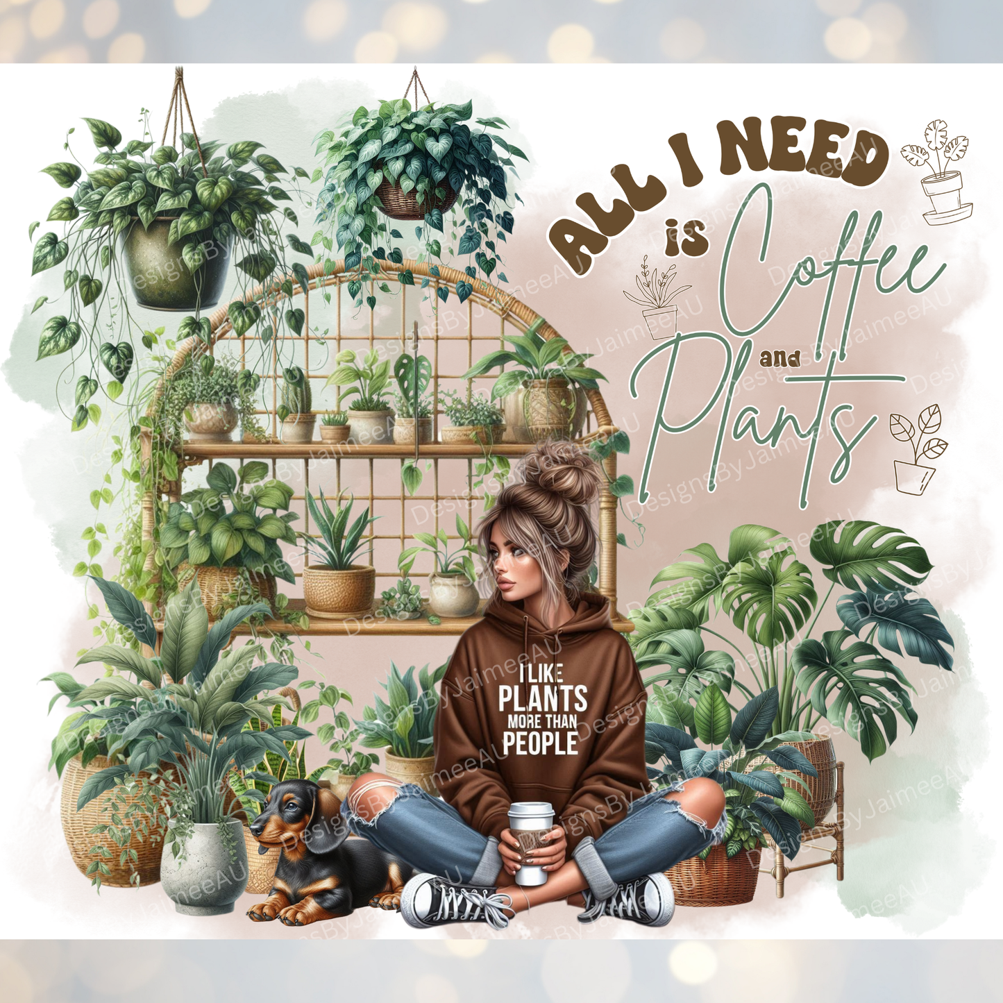 Crazy Plant Lady " All I Need Is Coffee And Plants"" Digital 20oz Sublimation Tumbler Wrap