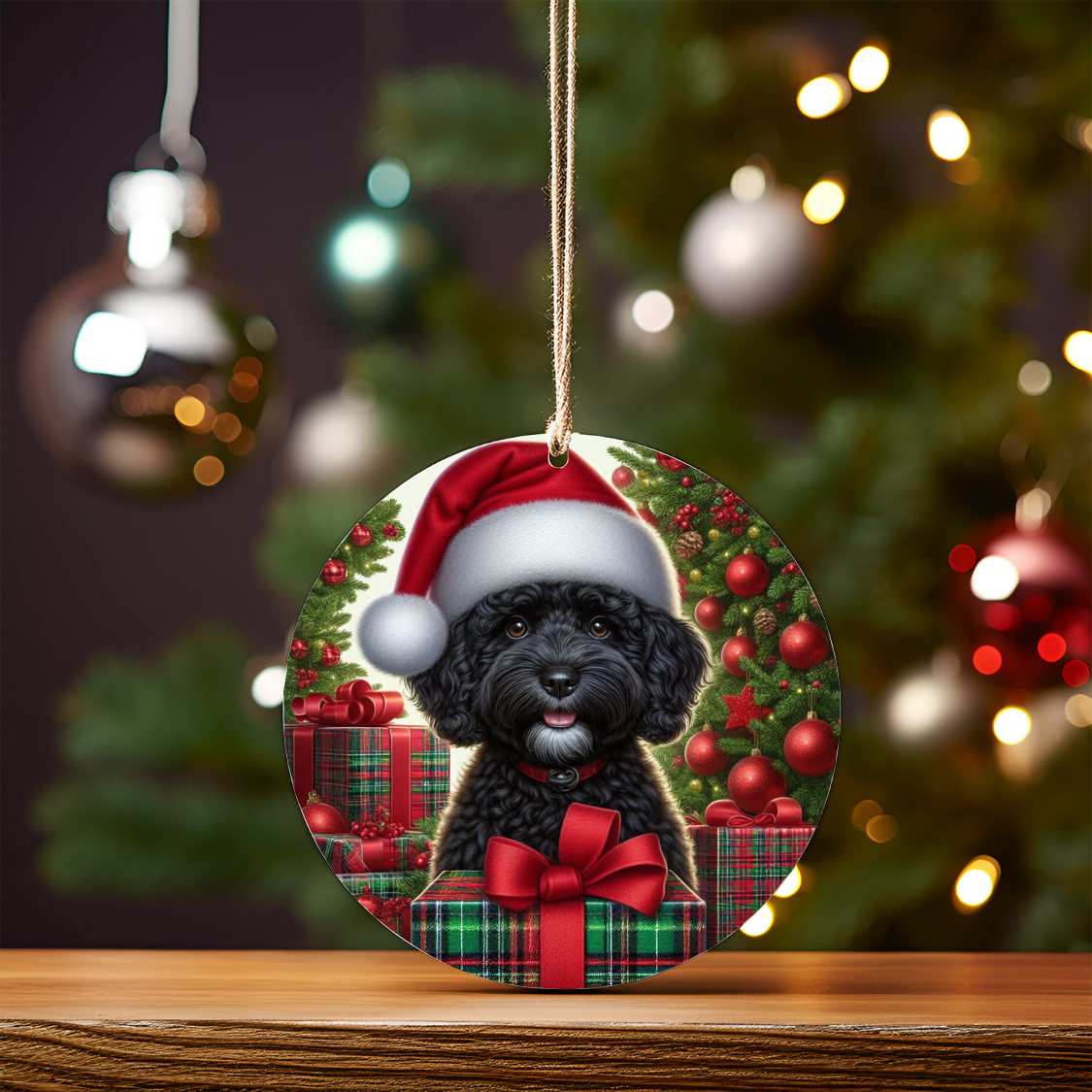 Christmas Black Cavoodle Digital Sublimation Ornament Design
