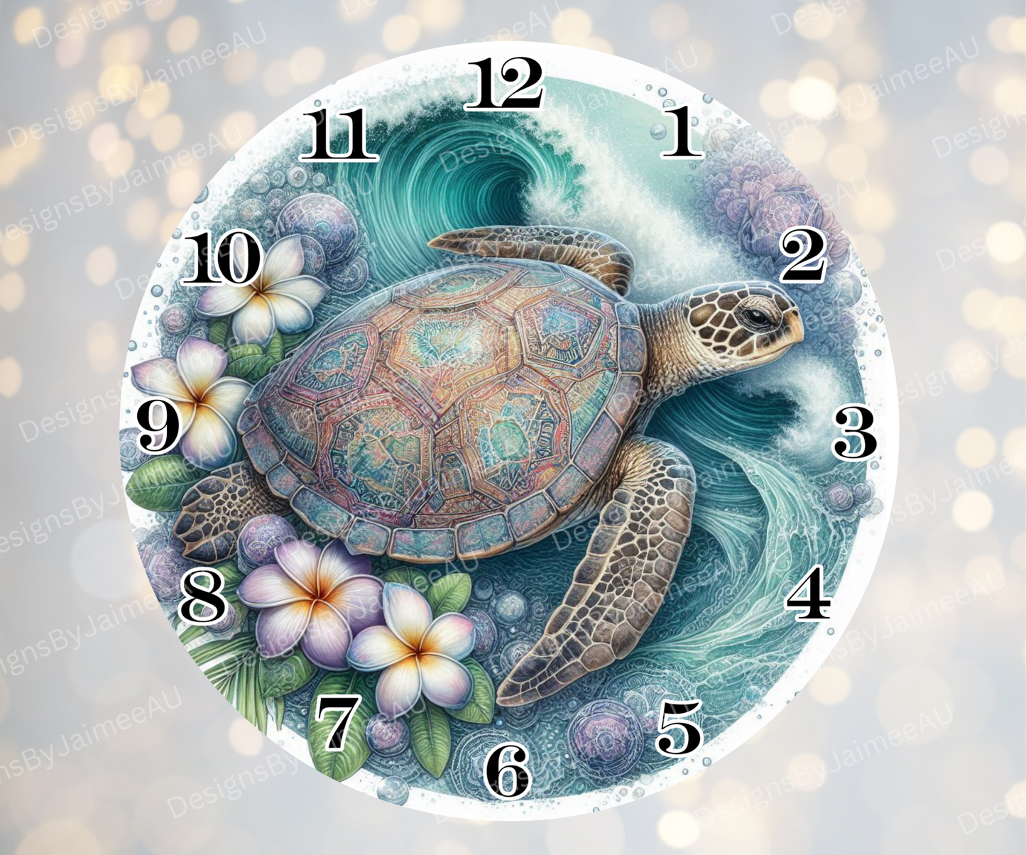 Navy and Purple Sunset Turtle #4 Digital Sublimation Clock Design