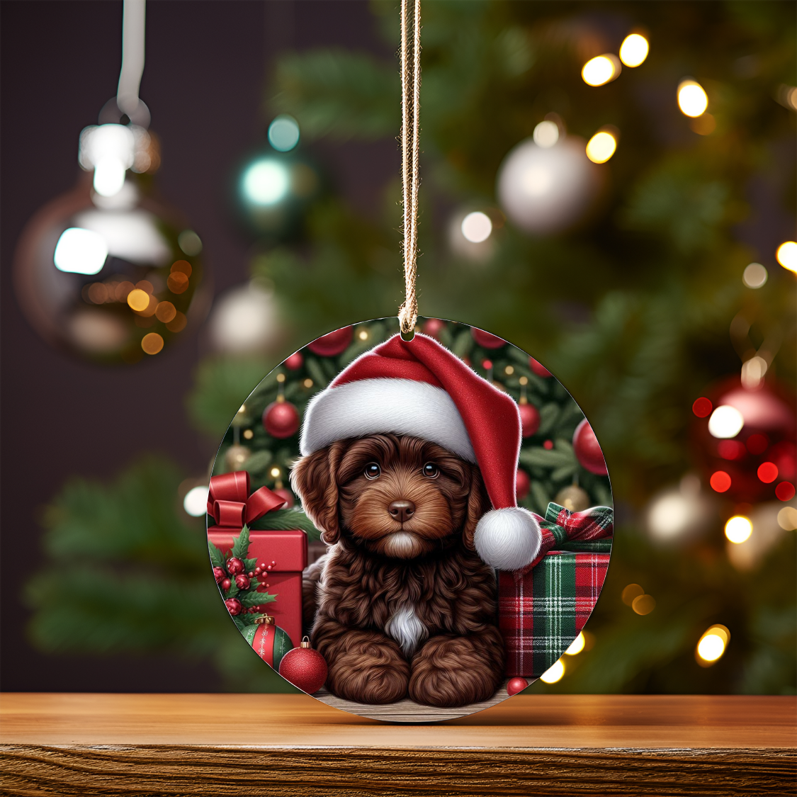 Christmas Chocolate Cavoodle #1 Digital Sublimation Ornament Design