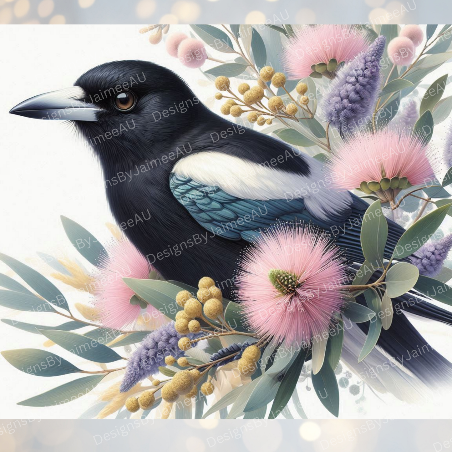 Pastel Magpie #2 Digital 20oz Sublimation Tumbler Wrap