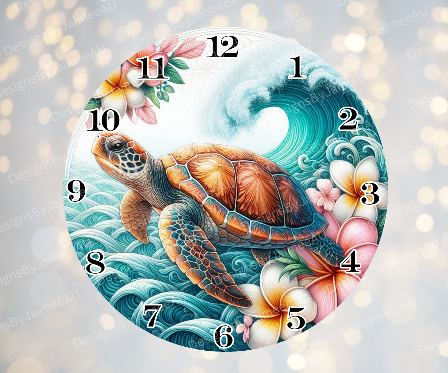 Navy and Purple Sunset Turtle #5 Digital Sublimation Clock Design