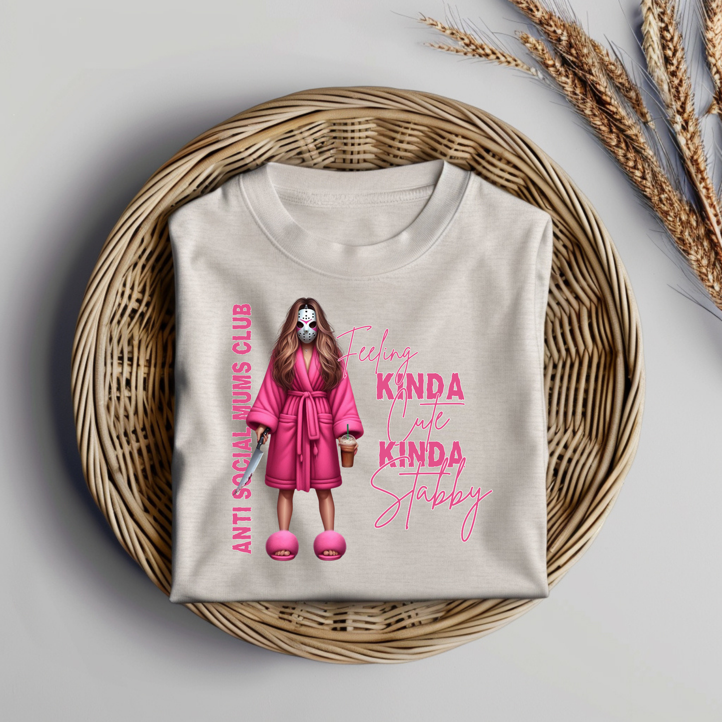 "Feeling Kinda Cute, Kinda Stabby" Antisocial MUMS/MOMS Club - Horror Movie Character Inspired Digital DTF Transfer PNG Image