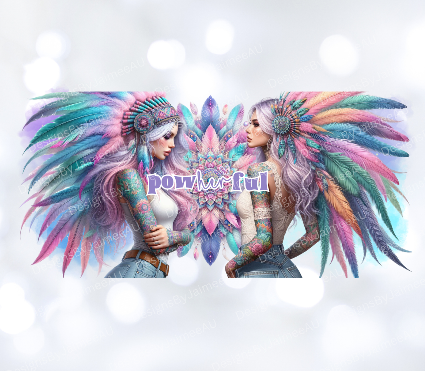 "PowHERful" Pastel Digital Download 16oz UV DTF Transfer Wrap PNG Image