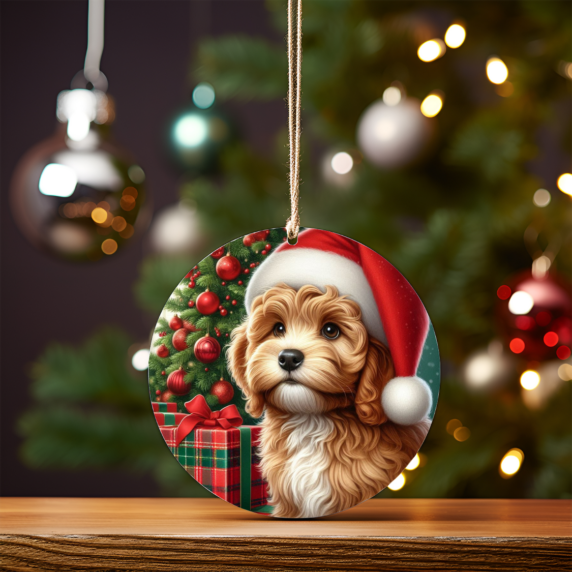 Christmas Apricot Cavoodle Digital Sublimation Ornament Design
