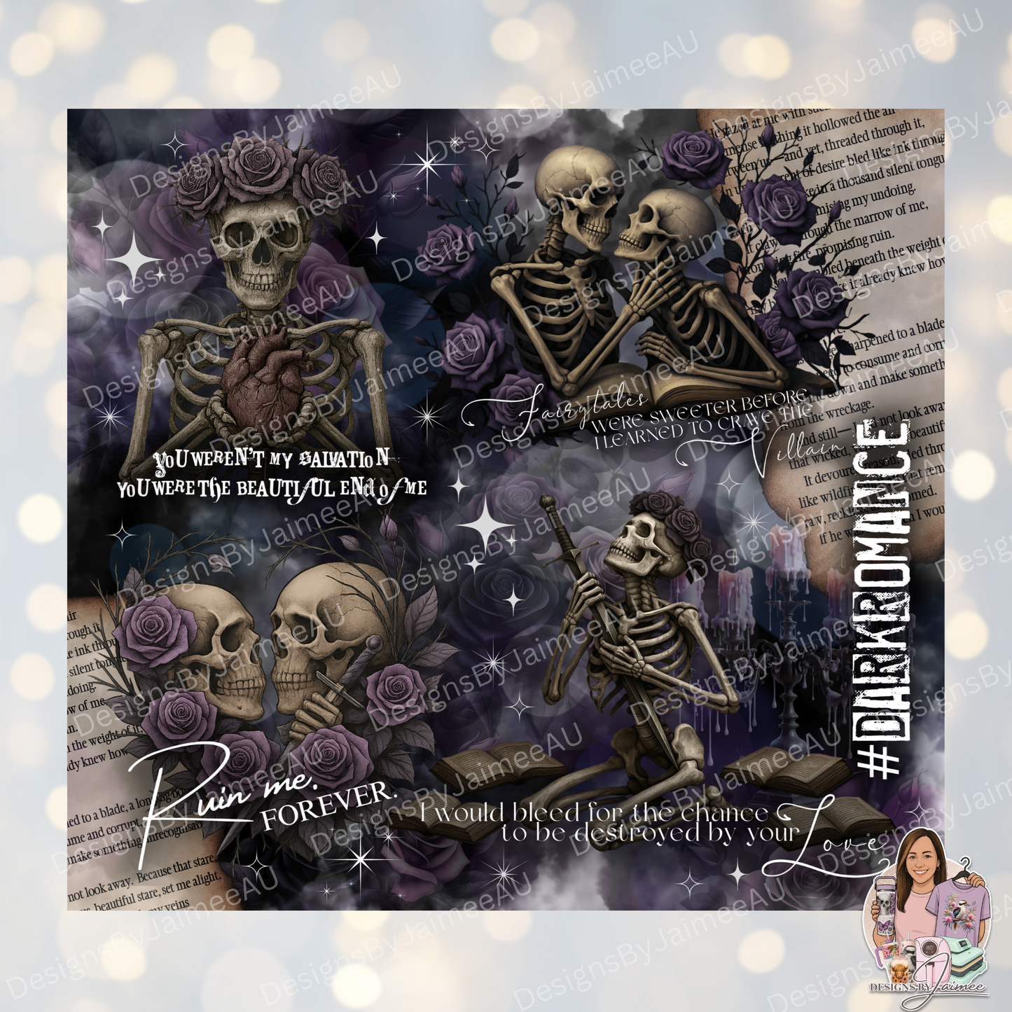 Ruin - Quotes - Dark Romance Gothic Skull - Digital 20oz Sublimation Tumbler Wrap