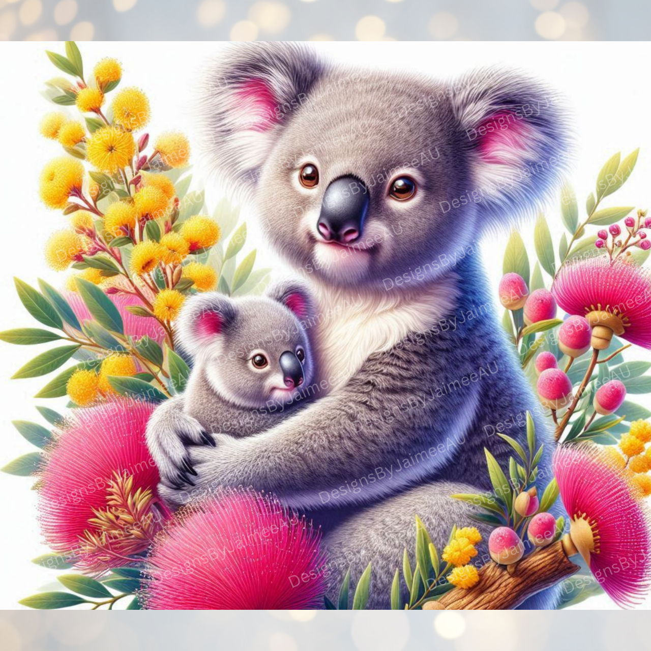 Vibrant Mum and Baby Koala Digital 20oz Sublimation Tumbler Wrap