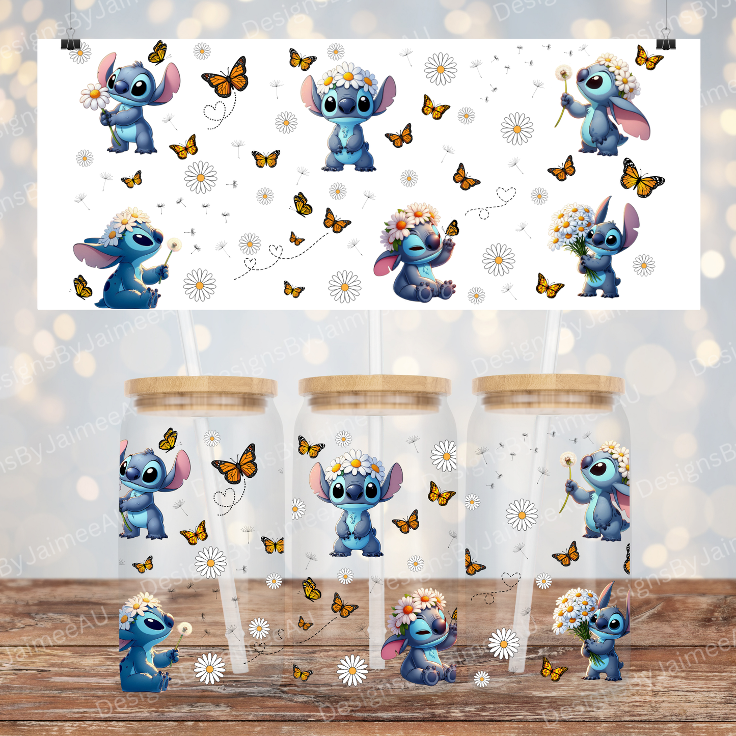Springtime Stitch 16oz UV DTF Transfer Wrap PNG Image