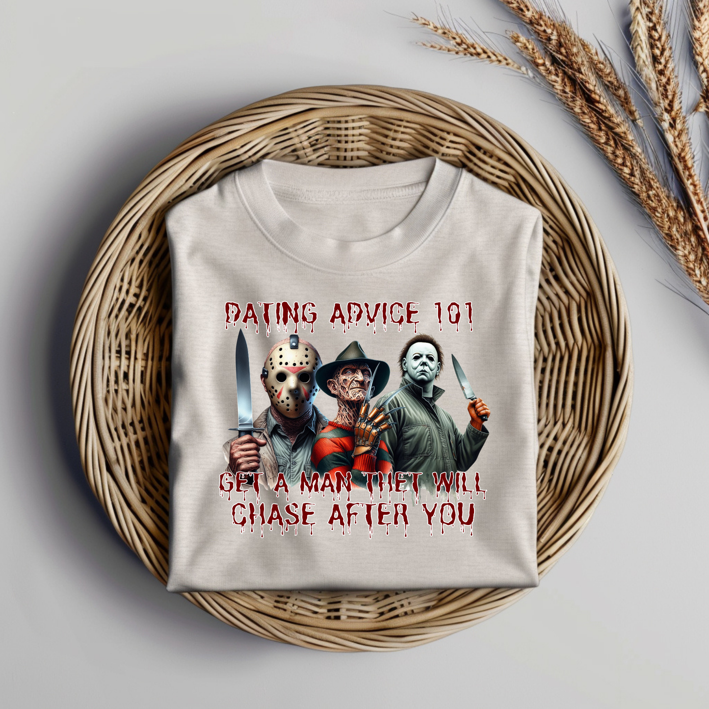 "Get A Man that will Chase After You" Horror Movie Characters Digital DTF Transfer PNG Image
