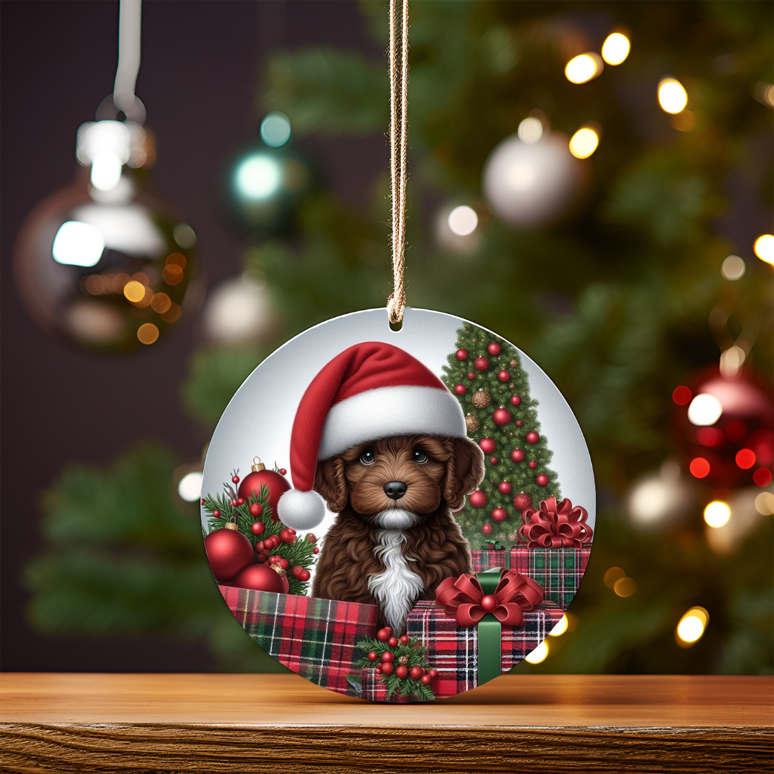 Christmas Chocolate Cavoodle #2 Digital Sublimation Ornament Design
