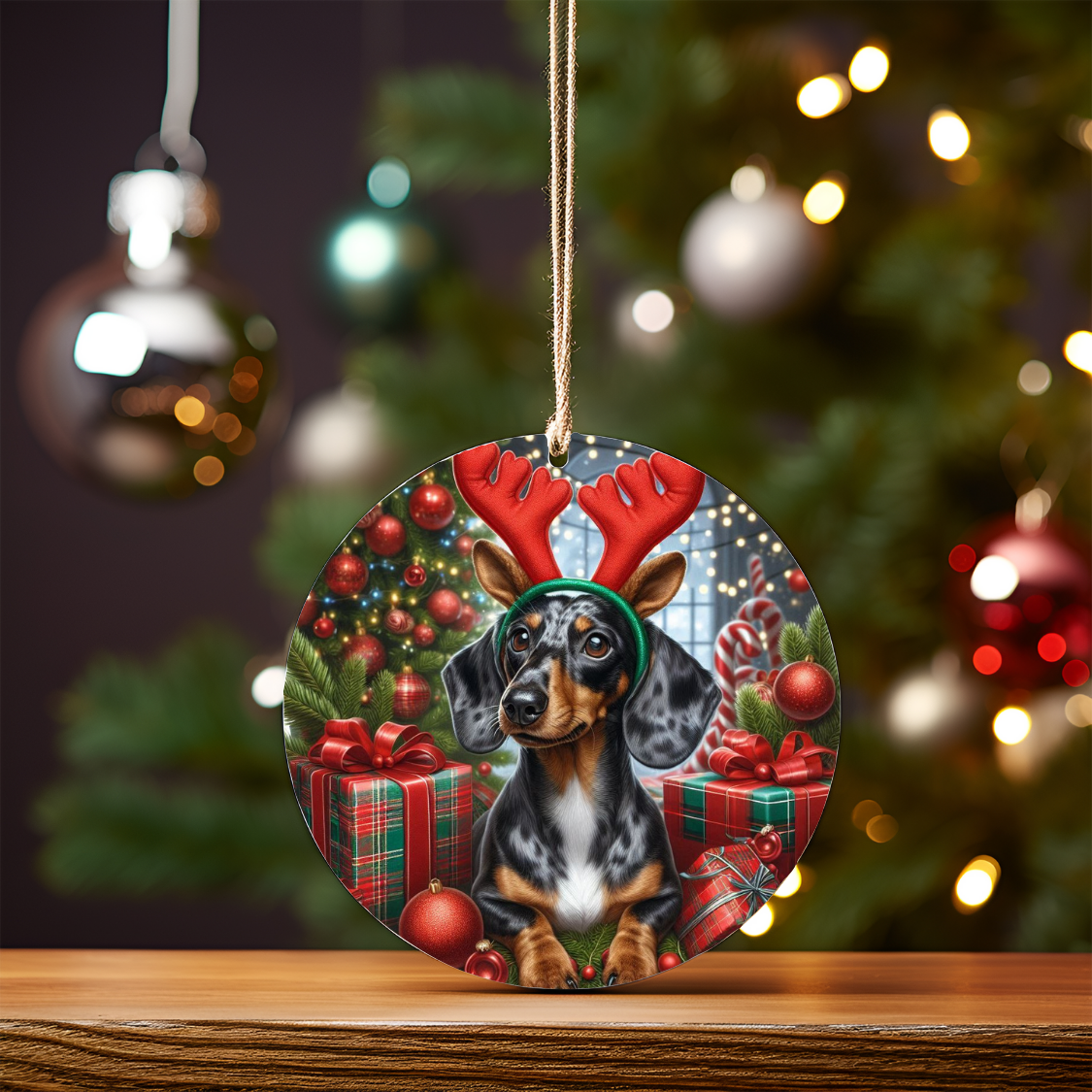 Christmas Dachshund #2 Digital Sublimation Ornament Design