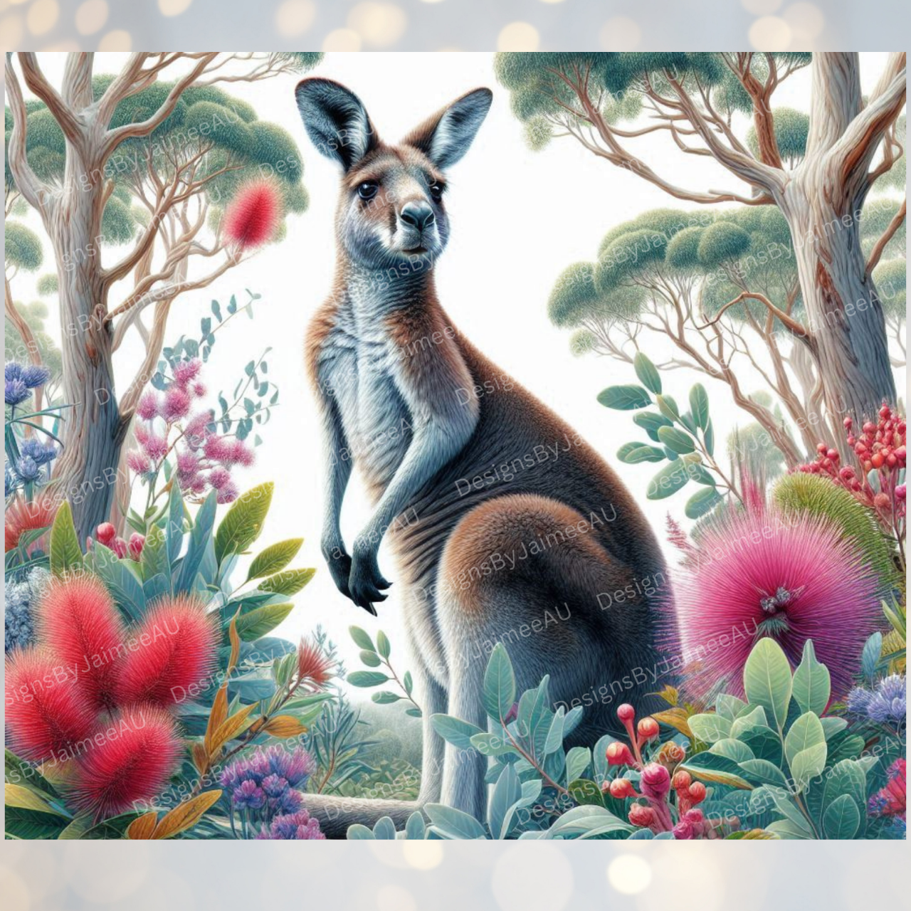 Vibrant Kangaroo Digital 20oz Sublimation Tumbler Wrap